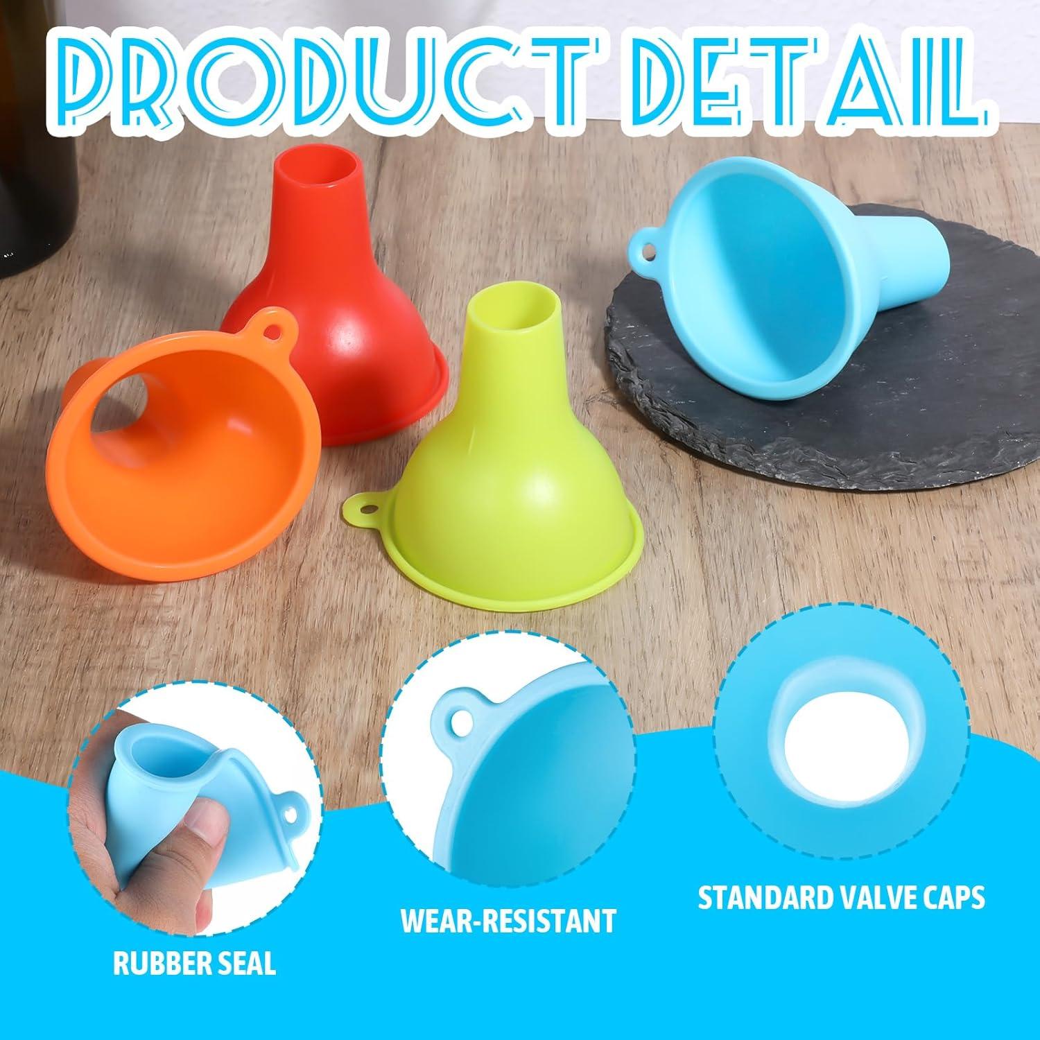 Juego de 4 embudos de silicona Alrhso de boca ancha 8.1 cm