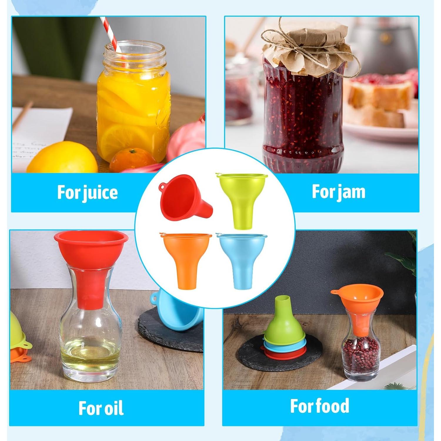 Juego de 4 embudos de silicona Alrhso de boca ancha 8.1 cm