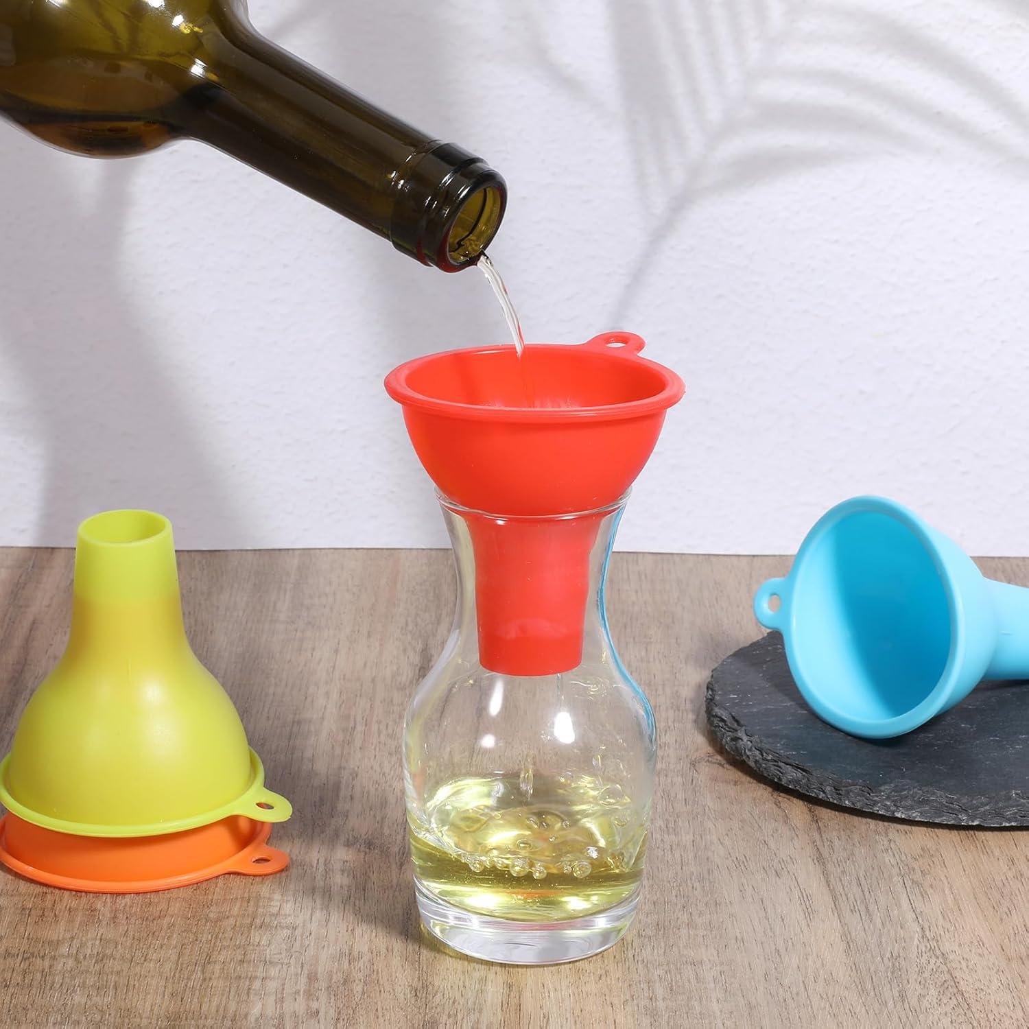 Juego de 4 embudos de silicona Alrhso de boca ancha 8.1 cm