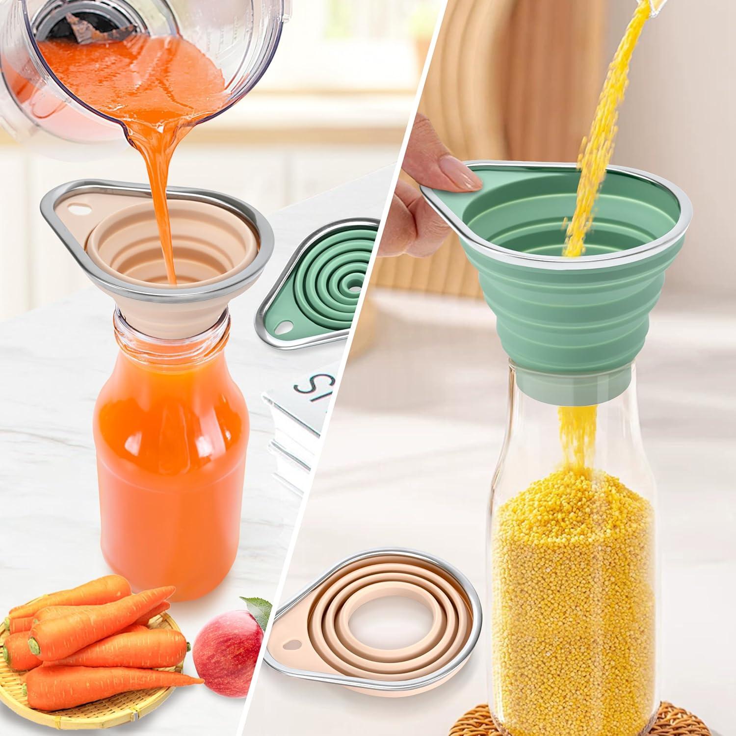 Juego de Embudos Colapsables BooMetCheer de Silicona 2 Piezas Verde