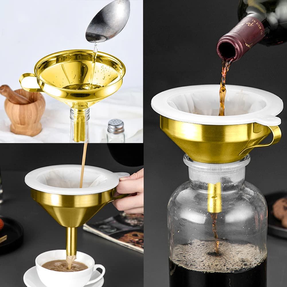 Embudo de Acero Inoxidable IAXSEE 12.7 cm con Colador Fino