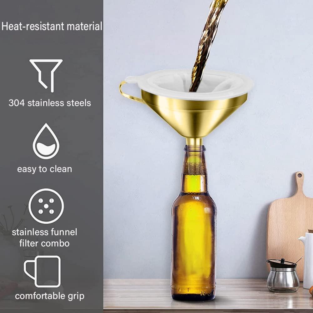 Embudo de Acero Inoxidable IAXSEE 12.7 cm con Colador Fino