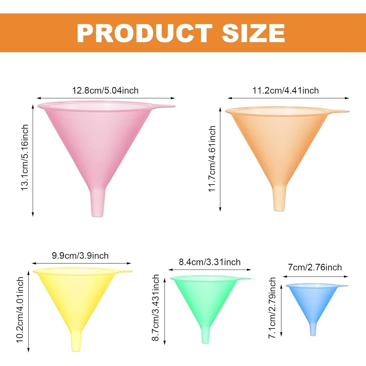 Juego de 5 Embudos de Plástico Multiusos para Cocina