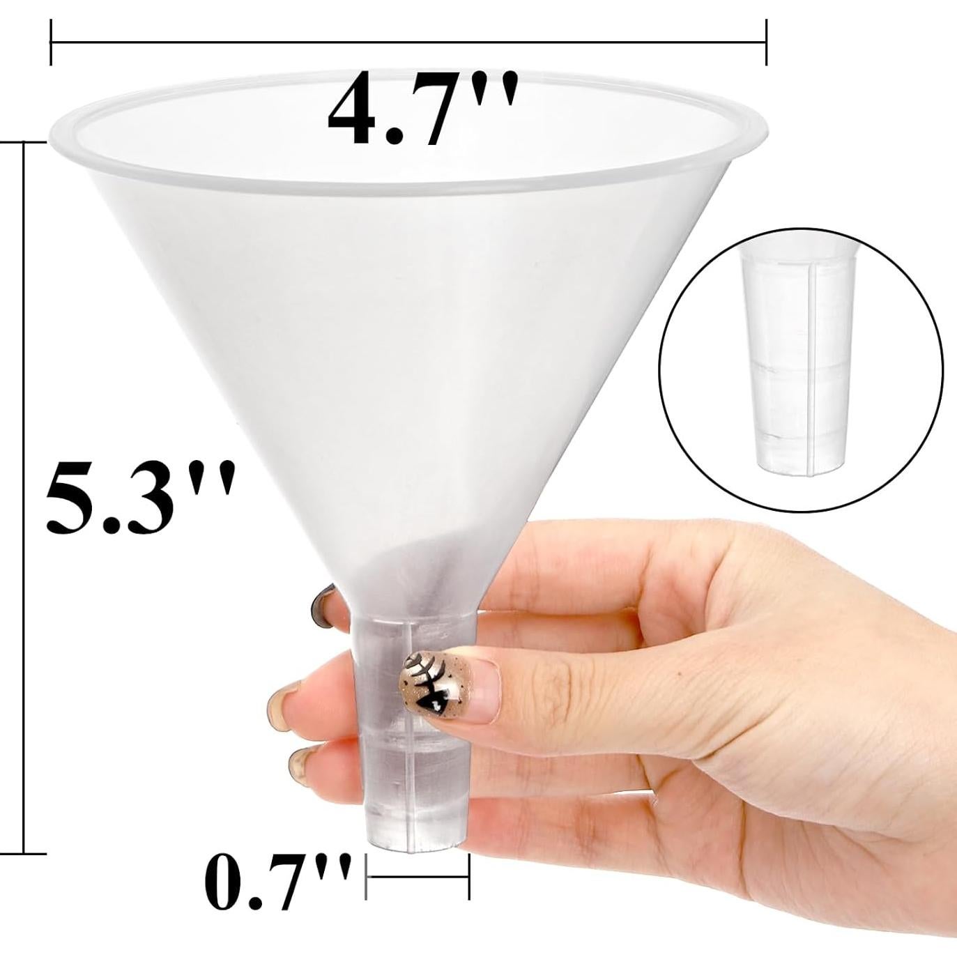 Juego de 20 Embudos de Plástico Tebery 11.9 cm Boca Ancha