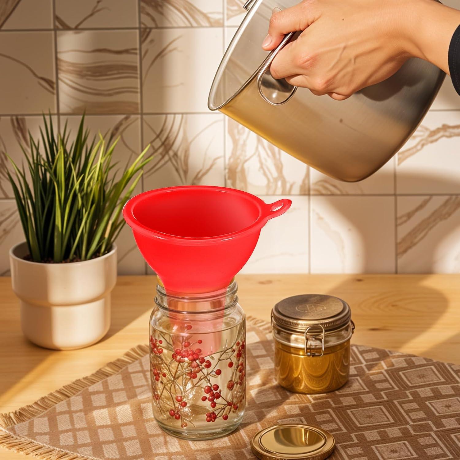 4 Embudos de Silicona ElevateTech Boca Ancha Multicolor 8 cm