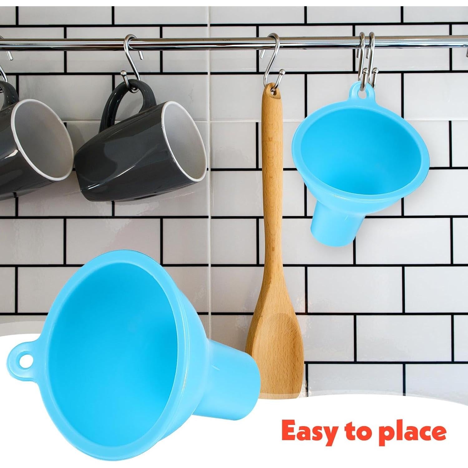 4 Embudos de Silicona ElevateTech Boca Ancha Multicolor 8 cm