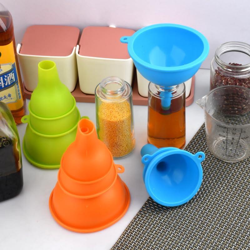 Juego de 4 embudos de cocina Tangseajiao silicona colapsables