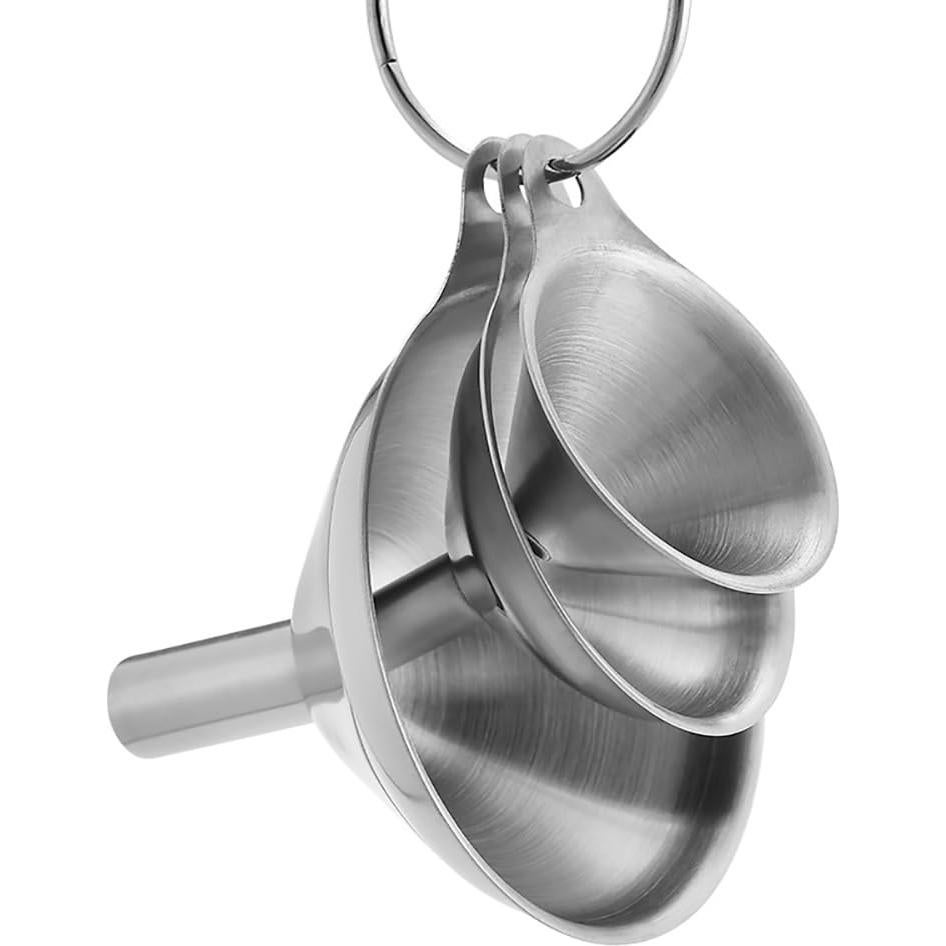 Set de 3 Embudos de Acero Inoxidable GSHLLO con 2 Cepillos