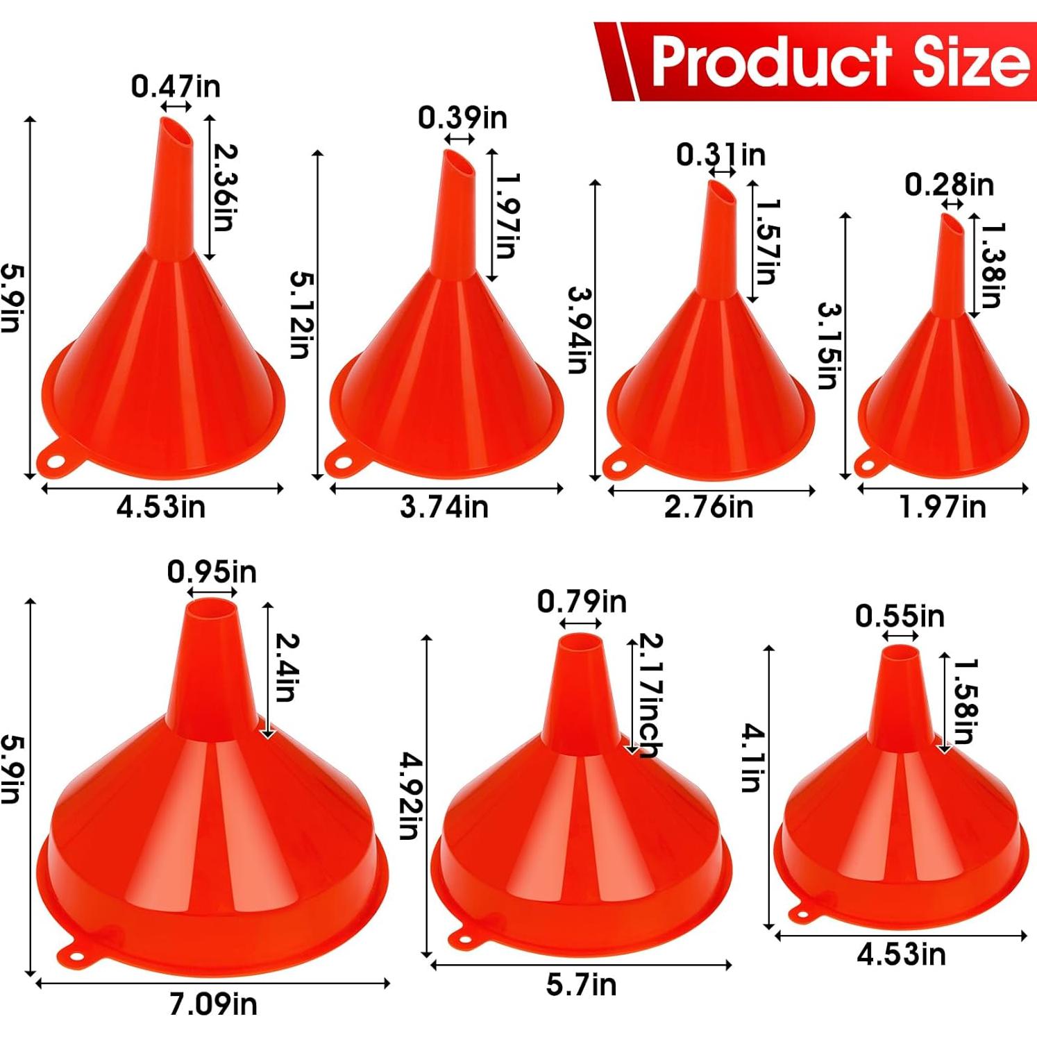 Juego de 7 Embudos de Plástico DEDC para Cocina y Automóvil