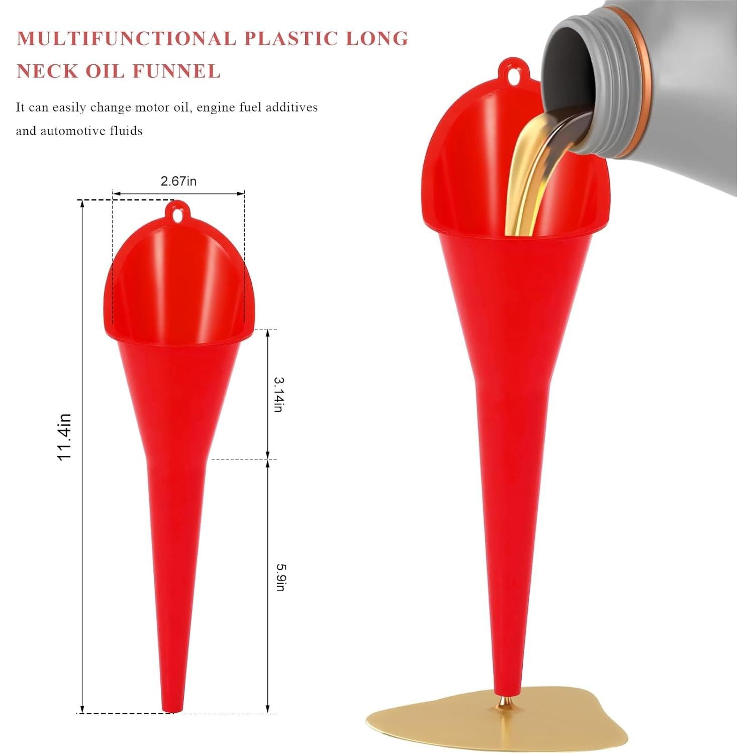 2 Embudos de Aceite ZNDAW de Plástico Cuello Largo 29 cm
