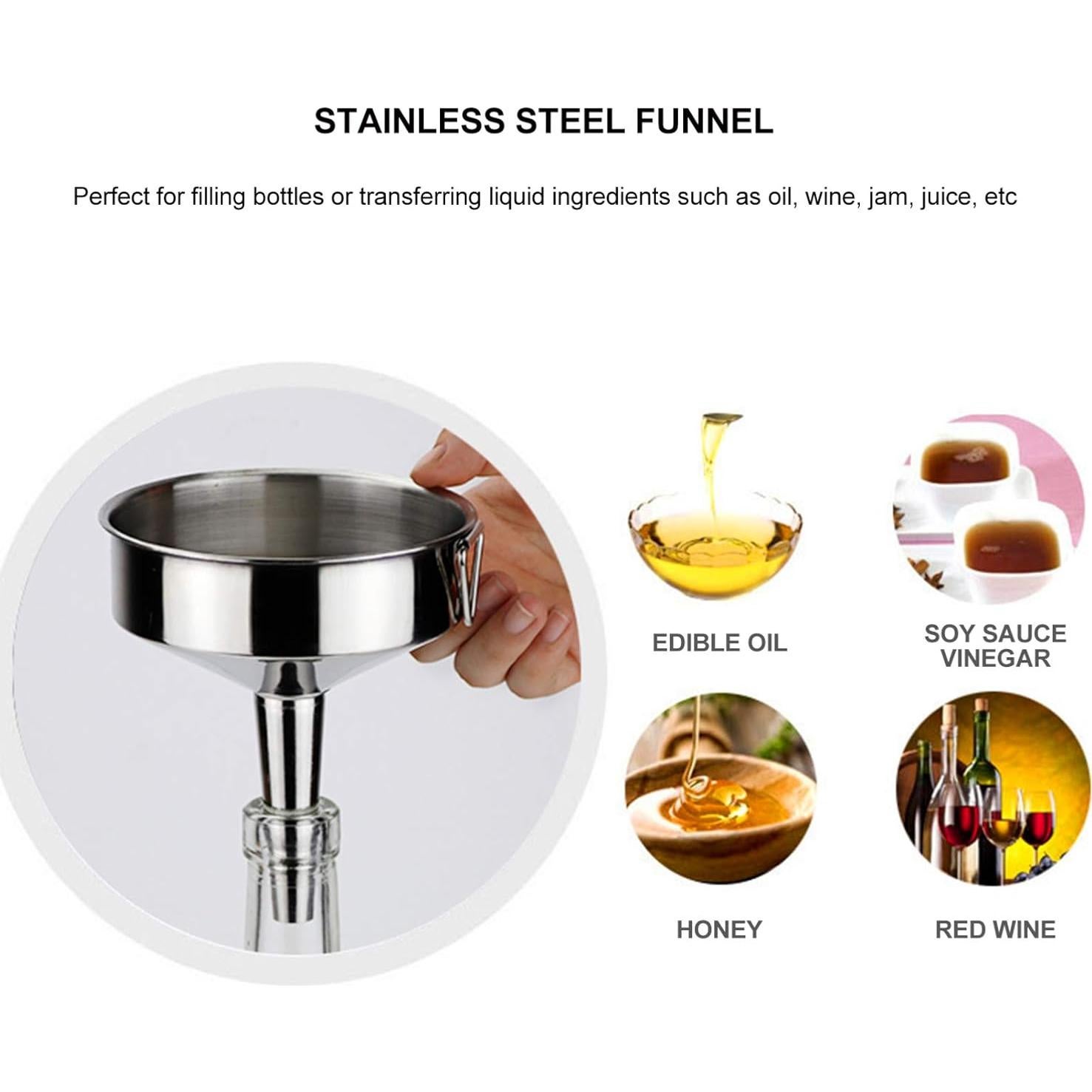 Embudo de Acero Inoxidable Hemoton 10cm para Cocina