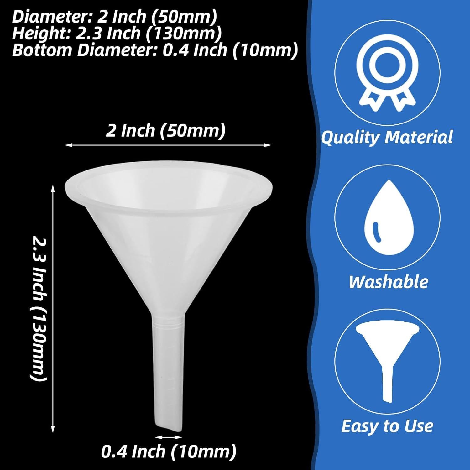 Juego de 20 Embudos de Plástico RHBLME, Boca Ancha 5.08 cm