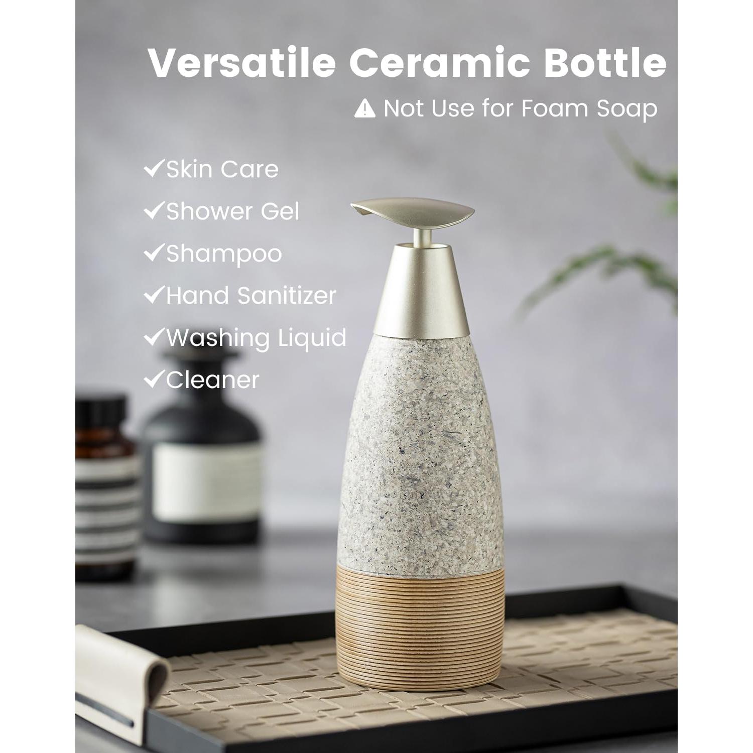 Dispensador de Jabón Cerámica Zoeeker 12oz Gris Granito