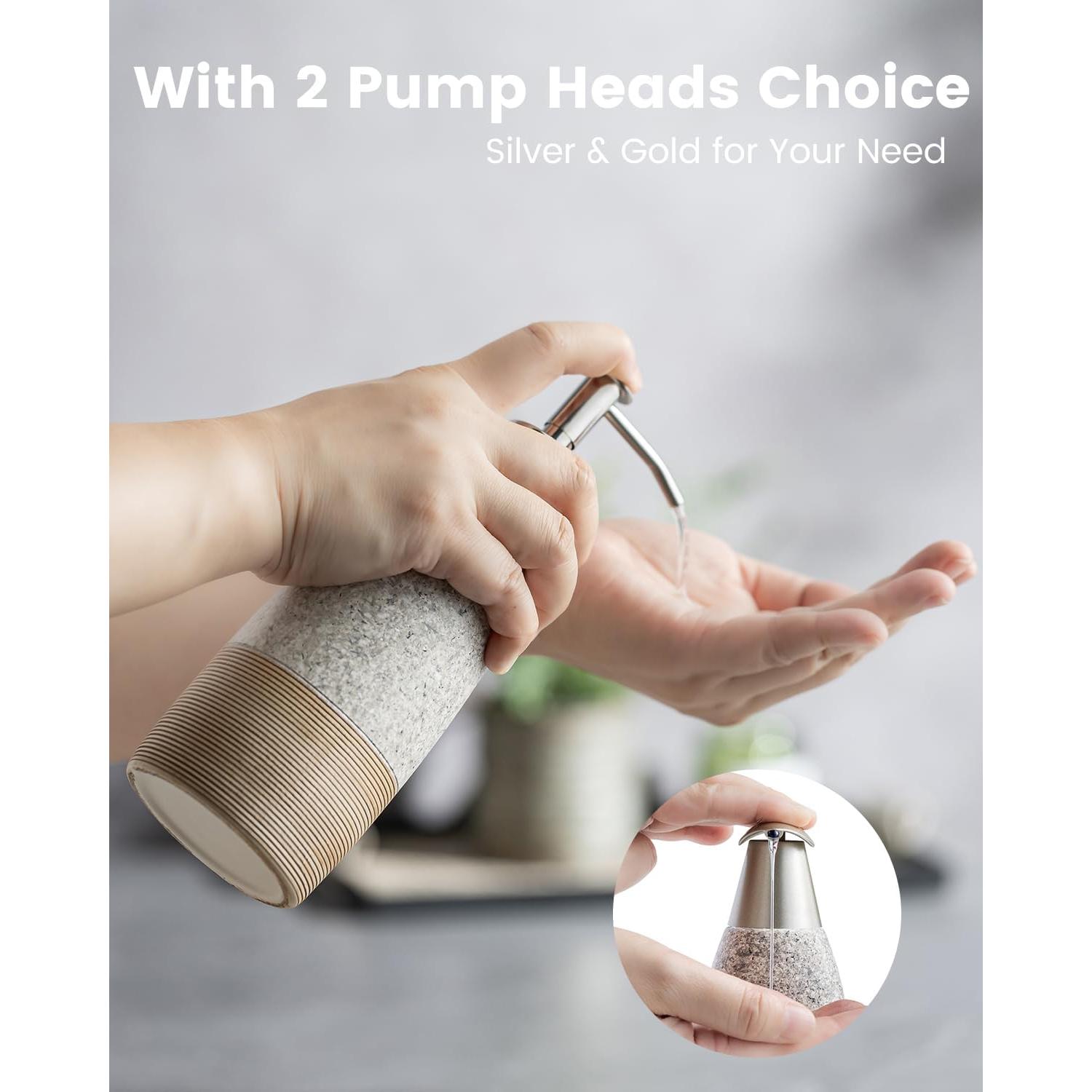 Dispensador de Jabón Cerámica Zoeeker 12oz Gris Granito