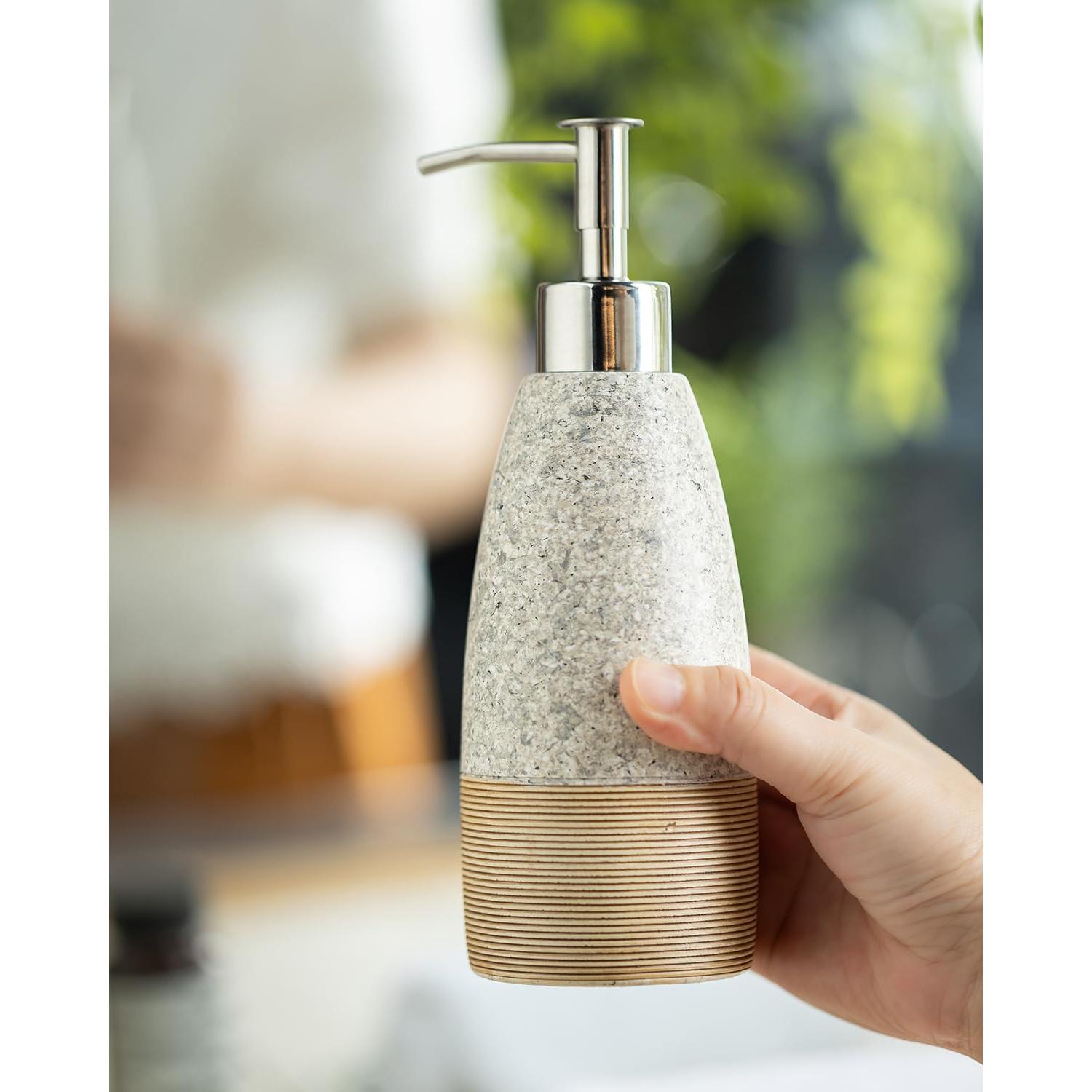 Dispensador de Jabón Cerámica Zoeeker 12oz Gris Granito