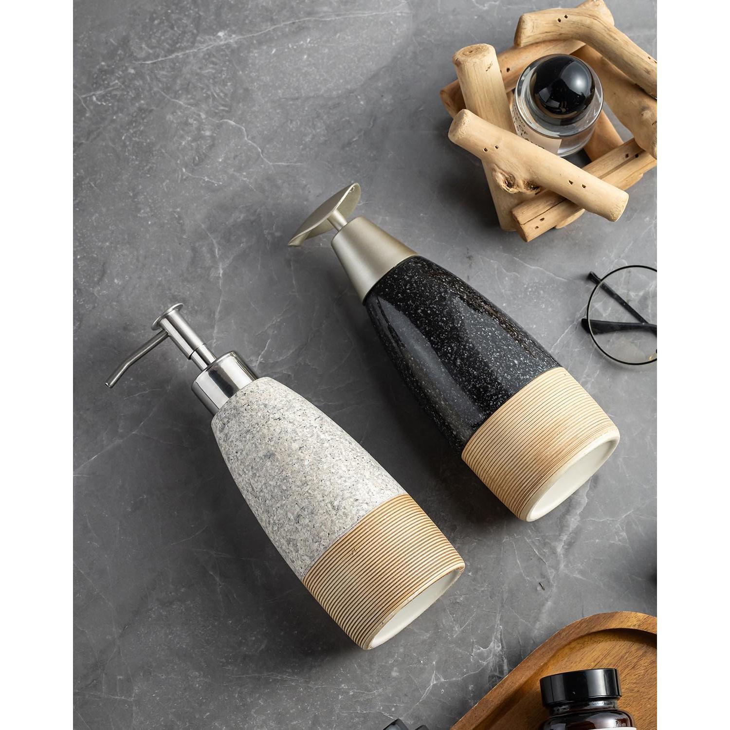 Dispensador de Jabón Cerámica Zoeeker 12oz Gris Granito