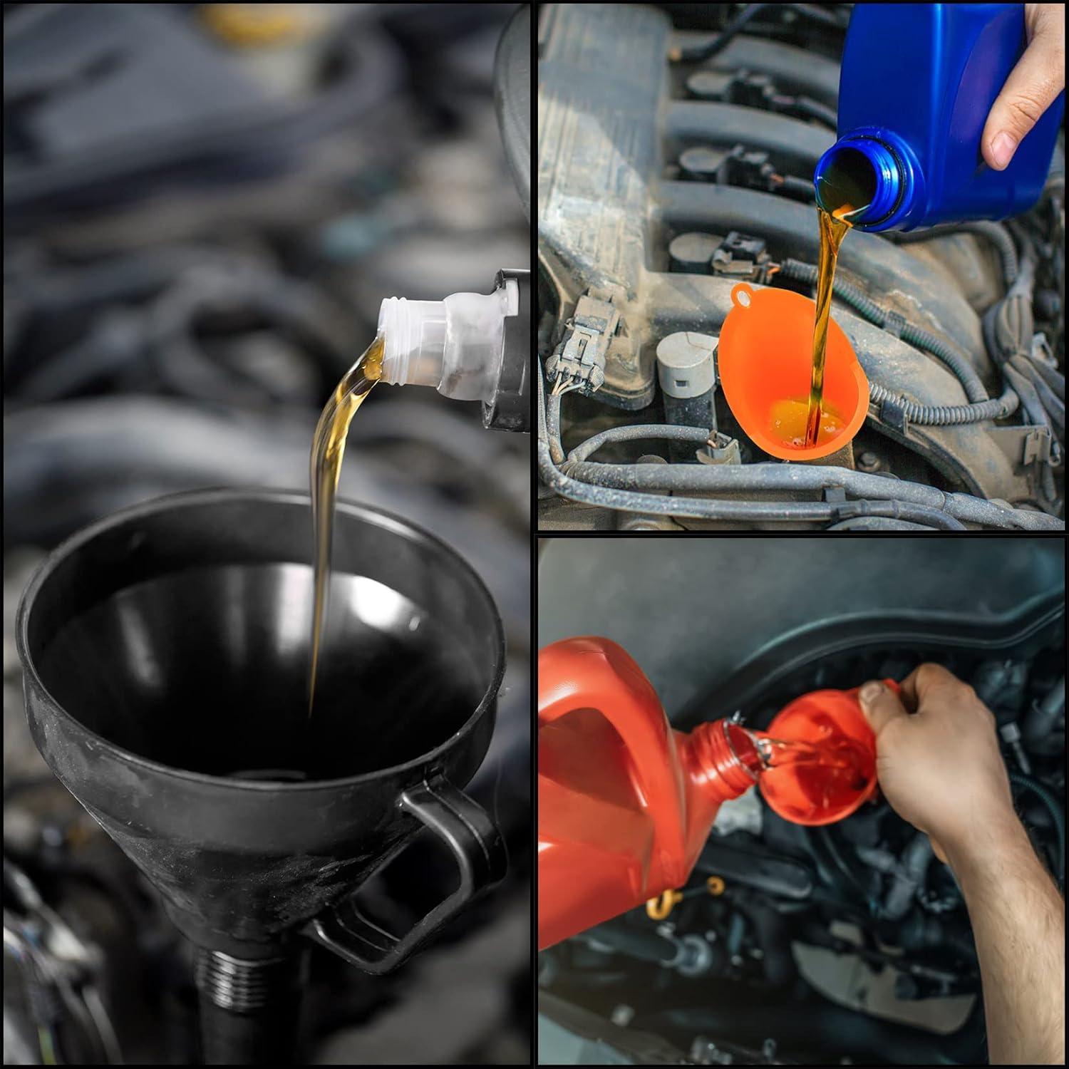 Juego de 4 embudos automotrices HexinYigjly con filtro y pico