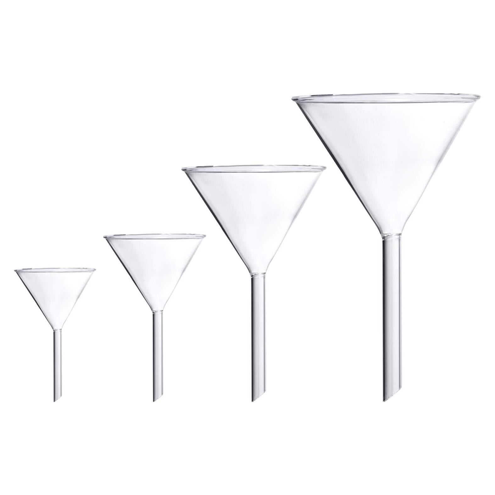 Juego de Embudos de Vidrio Borosilicato 4 Piezas 100mm 75mm 50mm 40mm