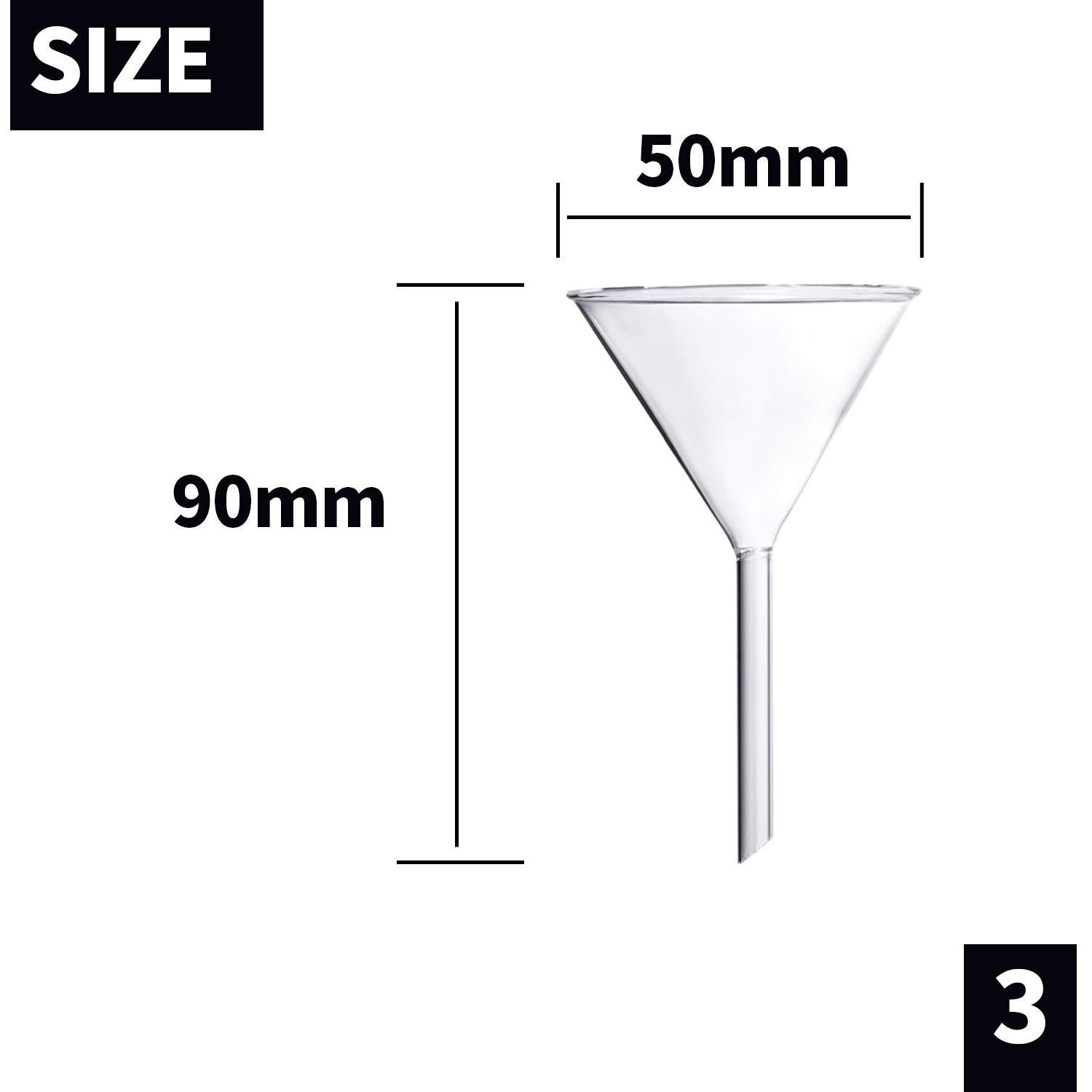 Juego de Embudos de Vidrio Borosilicato 4 Piezas 100mm 75mm 50mm 40mm