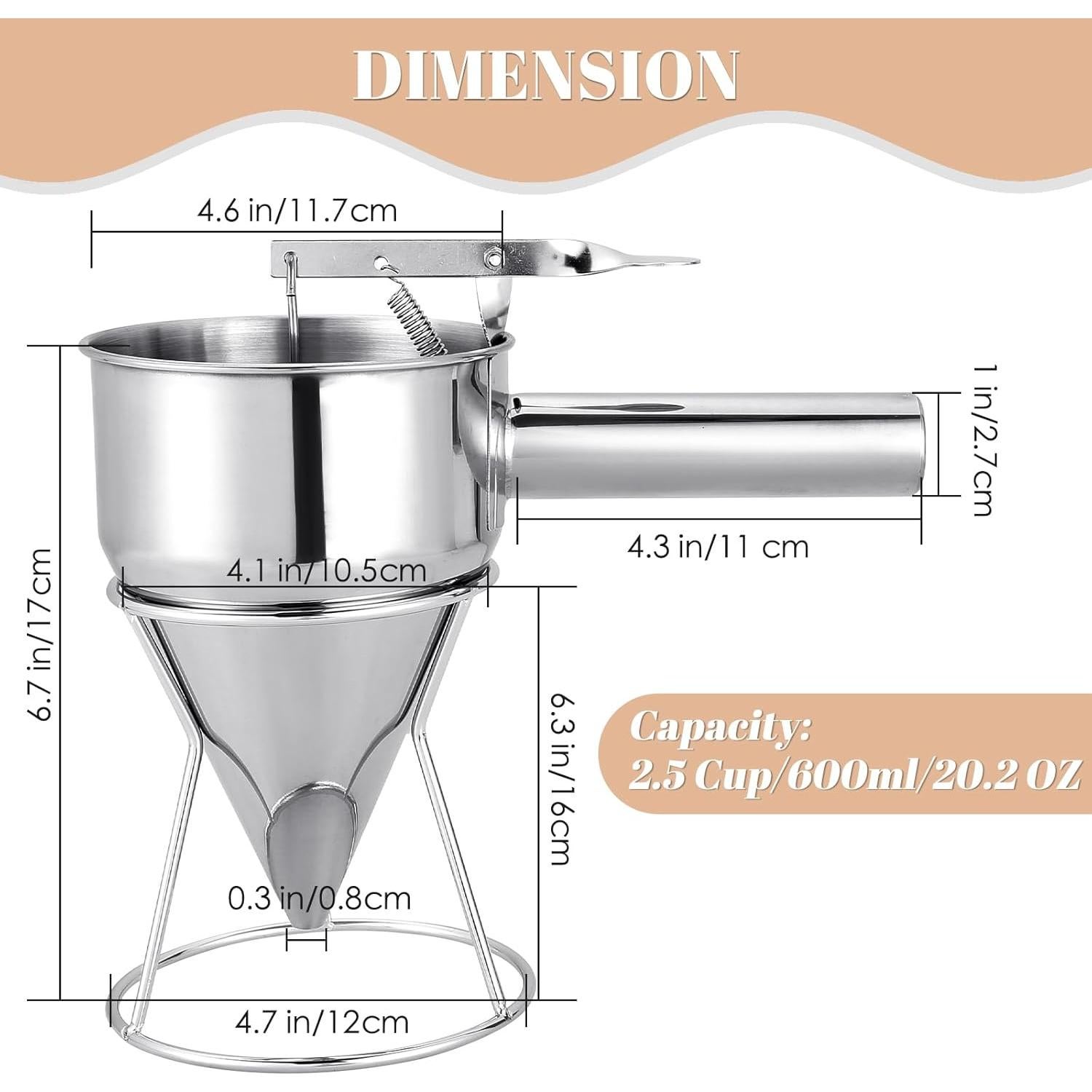 Dispensador de Masa para Panqueques MAOPINER Acero Inoxidable 600ml