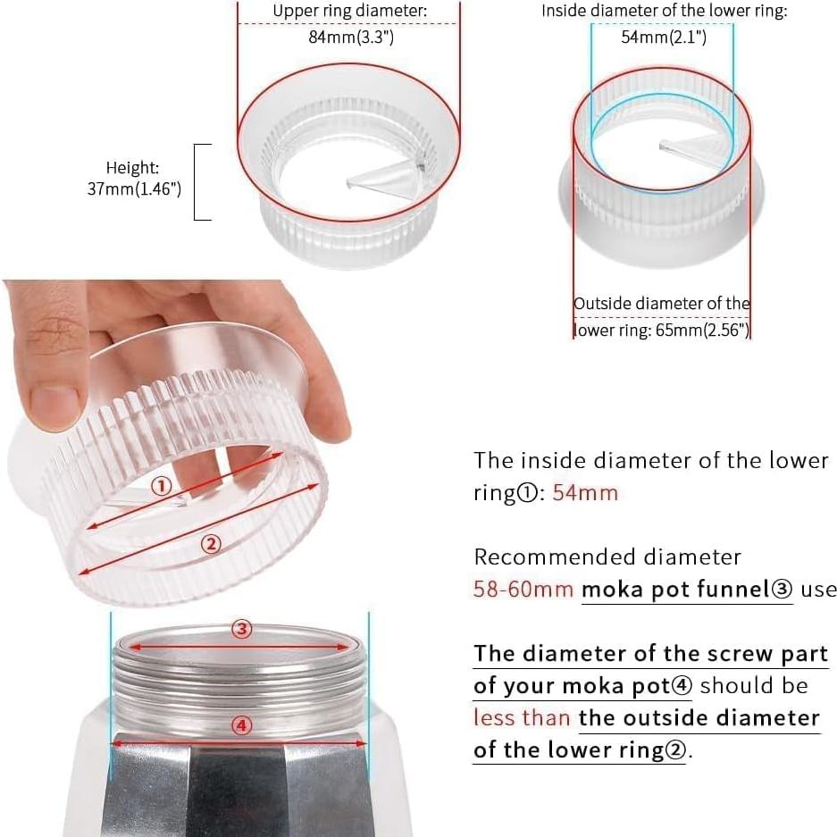 Embudo de Dosificación Moka Pot Watchget 54mm para 3 Tazas