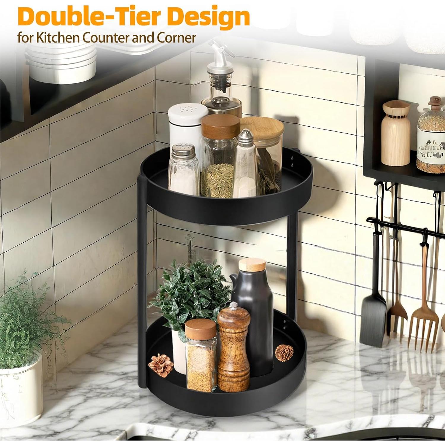 Organizador Giratorio de Metal Lazy Susan 2 Niveles 30 cm