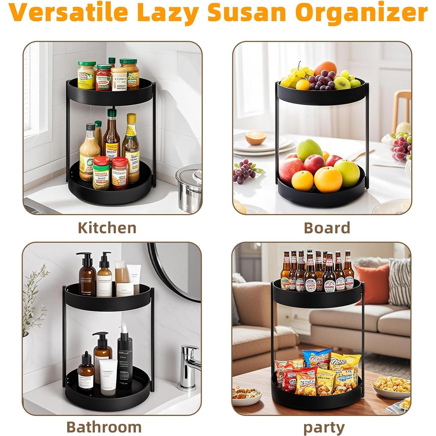 Organizador Giratorio de Metal Lazy Susan 2 Niveles 30 cm