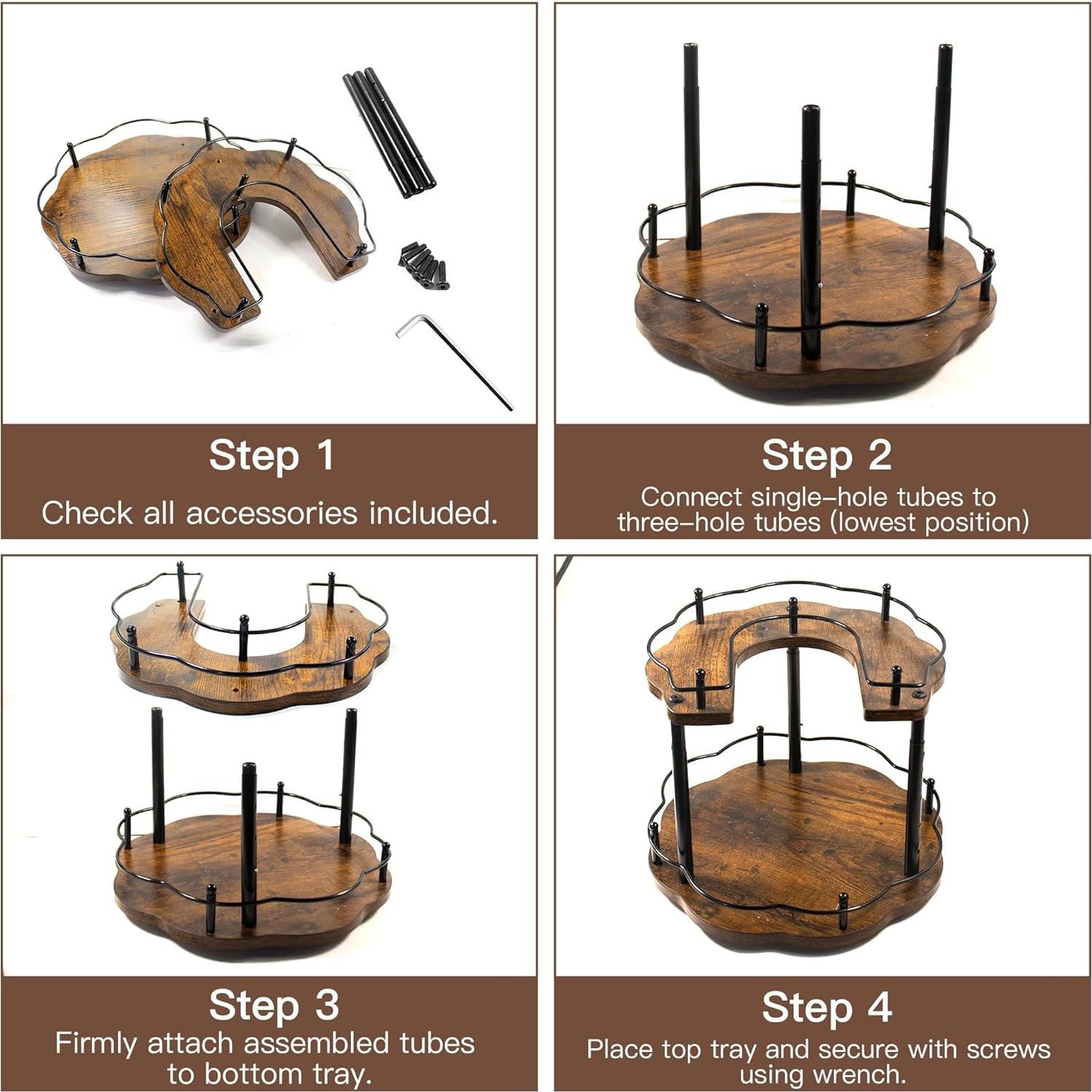 Organizador Lazy Susan Rzoklot 26 cm 2 Niveles Ajustable Madera