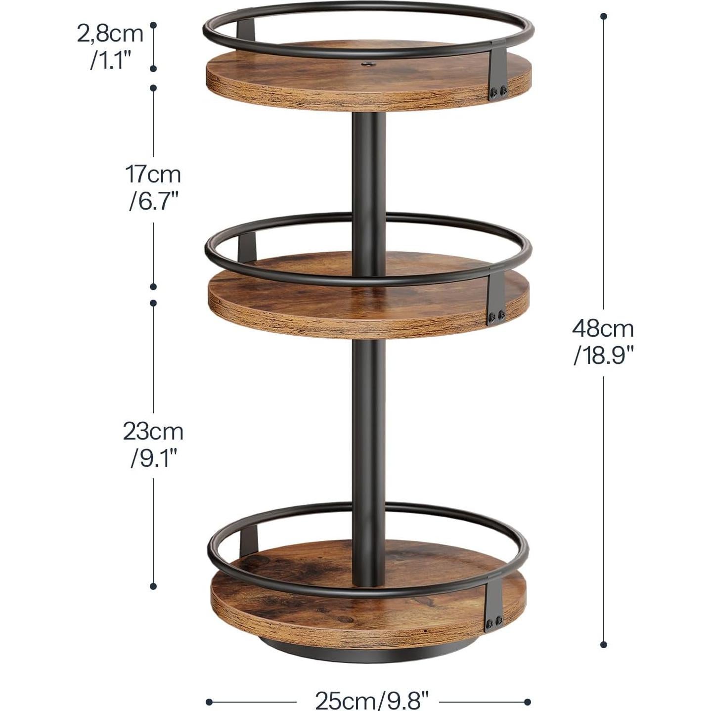 Estante Giratorio para Especias HOOBRO 3 Niveles 360° Marrón