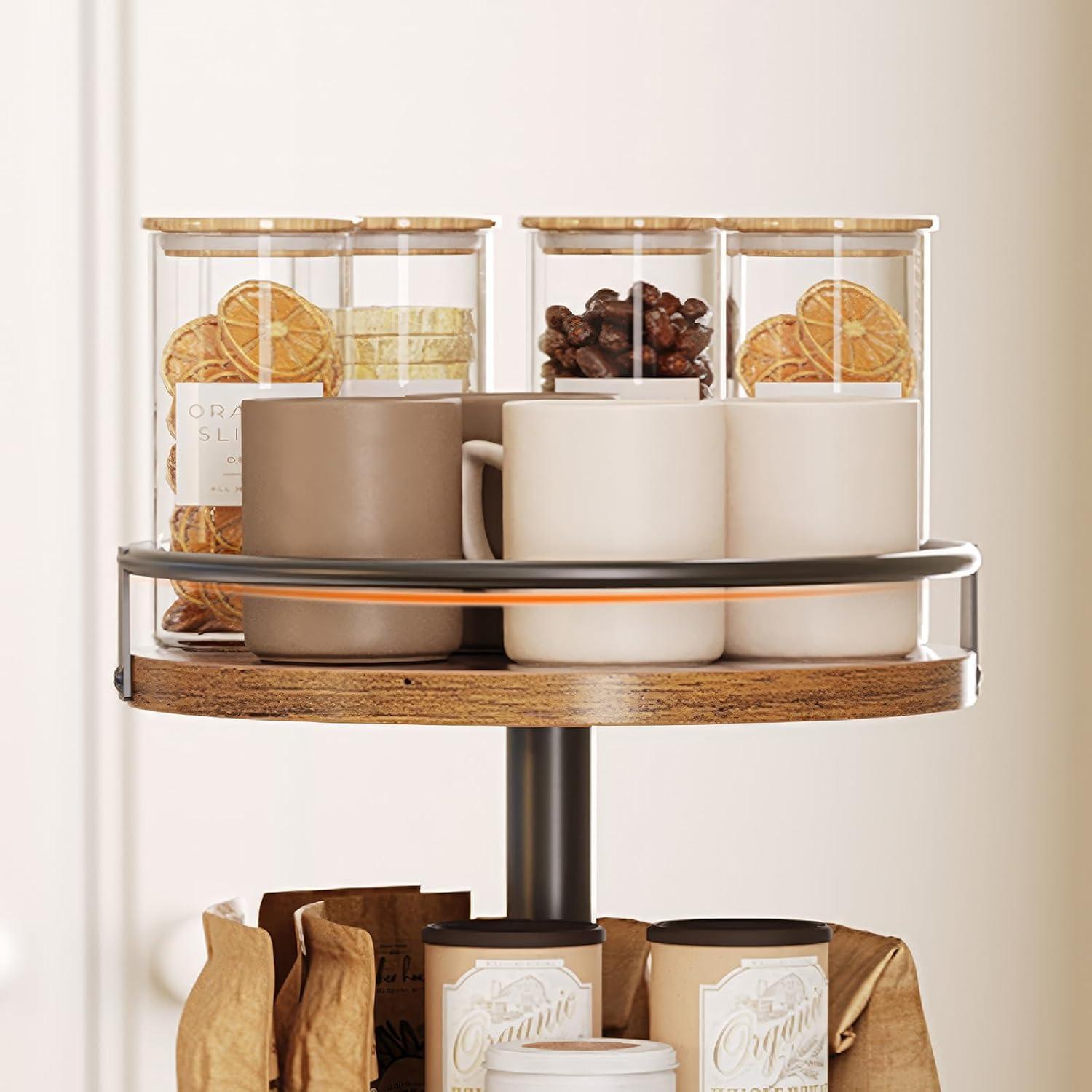 Estante Giratorio para Especias HOOBRO 3 Niveles 360° Marrón