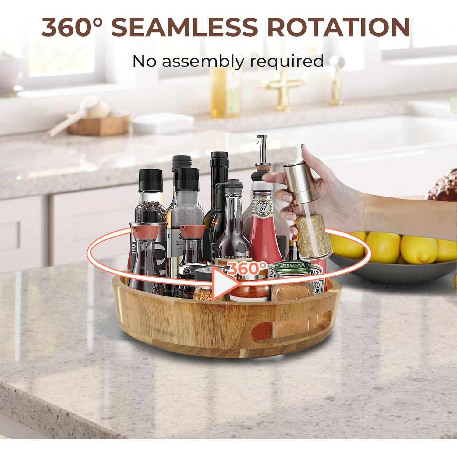 Lazy Susan de Madera 30.48 cm PANDAWOOD - Organizador Giratorio