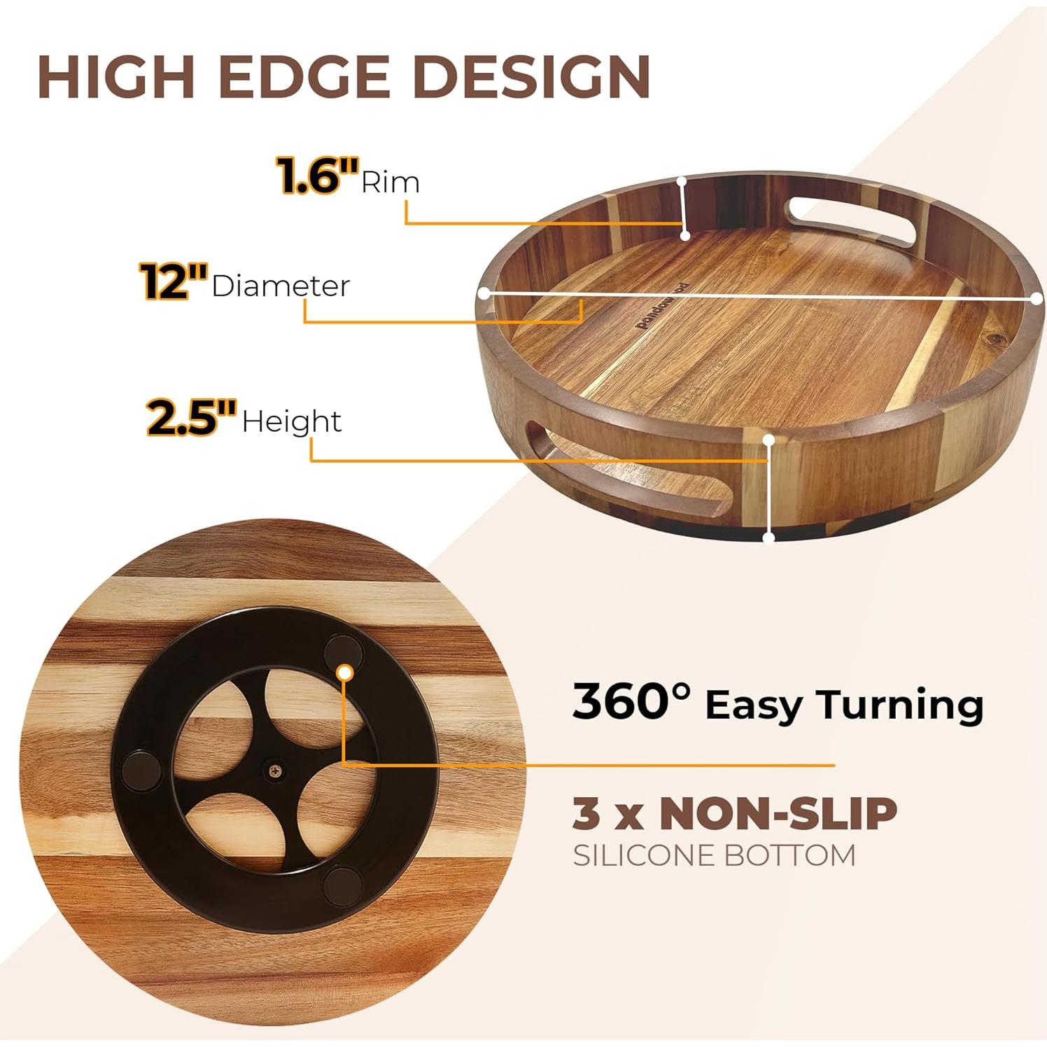 Lazy Susan de Madera 30.48 cm PANDAWOOD - Organizador Giratorio