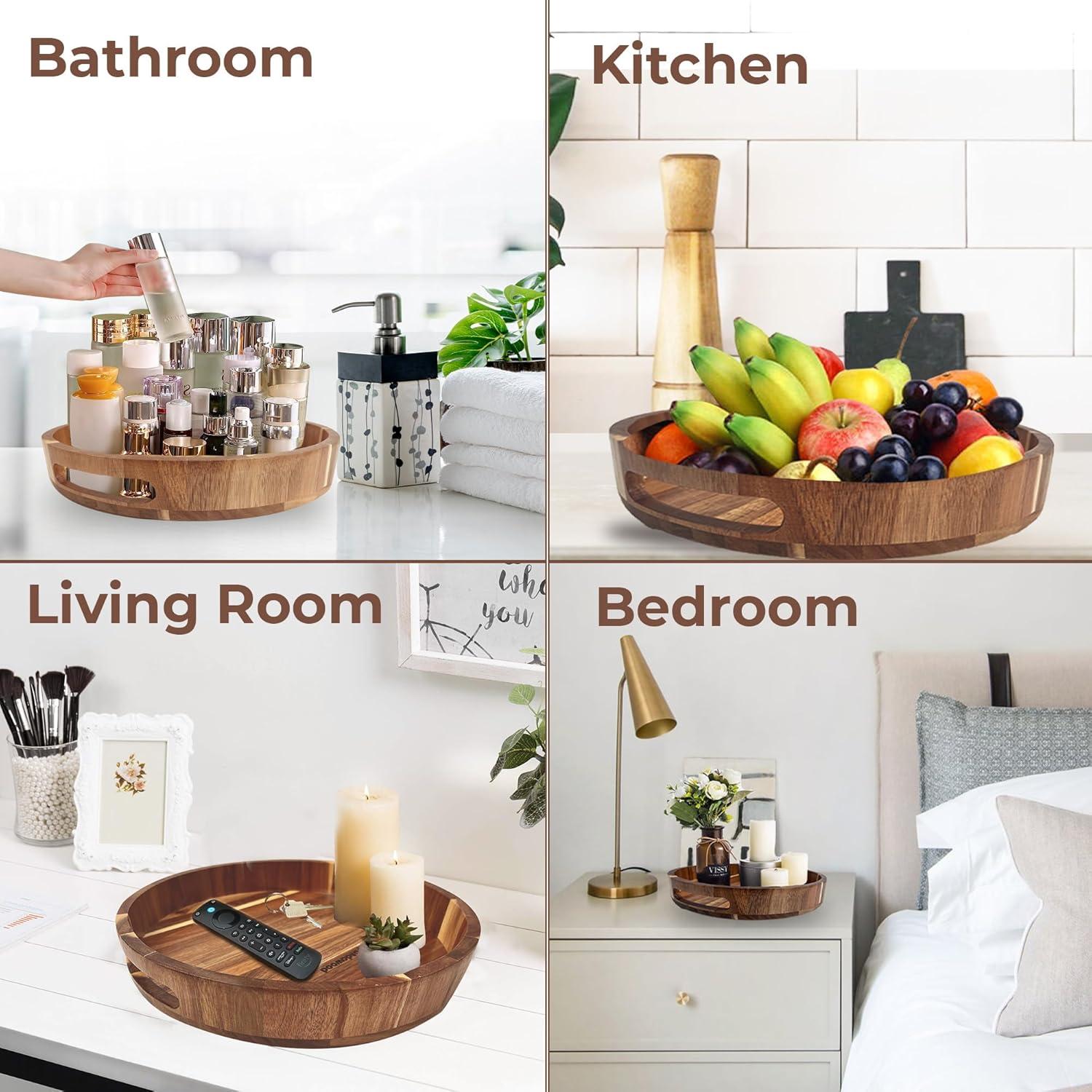 Lazy Susan de Madera 30.48 cm PANDAWOOD - Organizador Giratorio