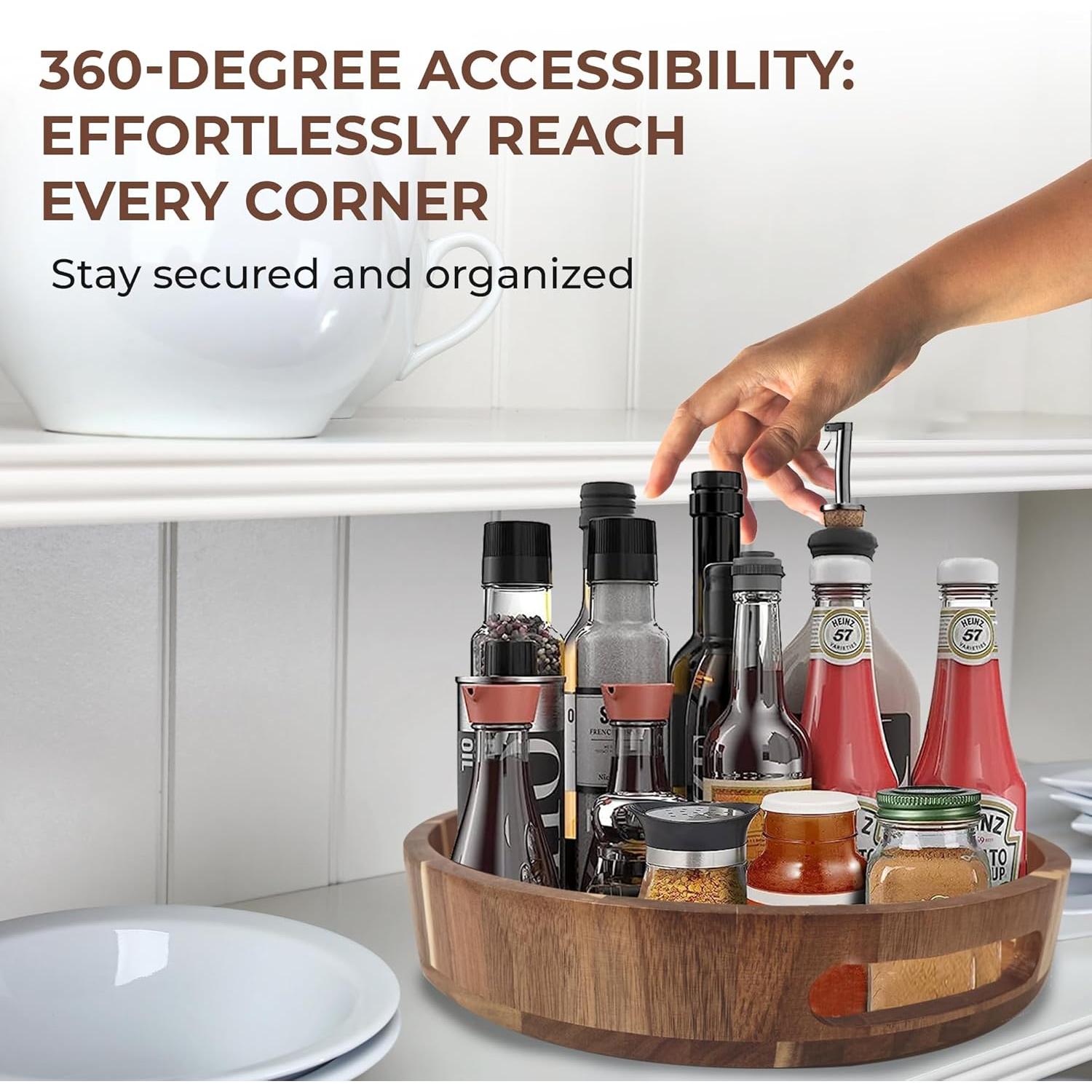 Lazy Susan de Madera 30.48 cm PANDAWOOD - Organizador Giratorio