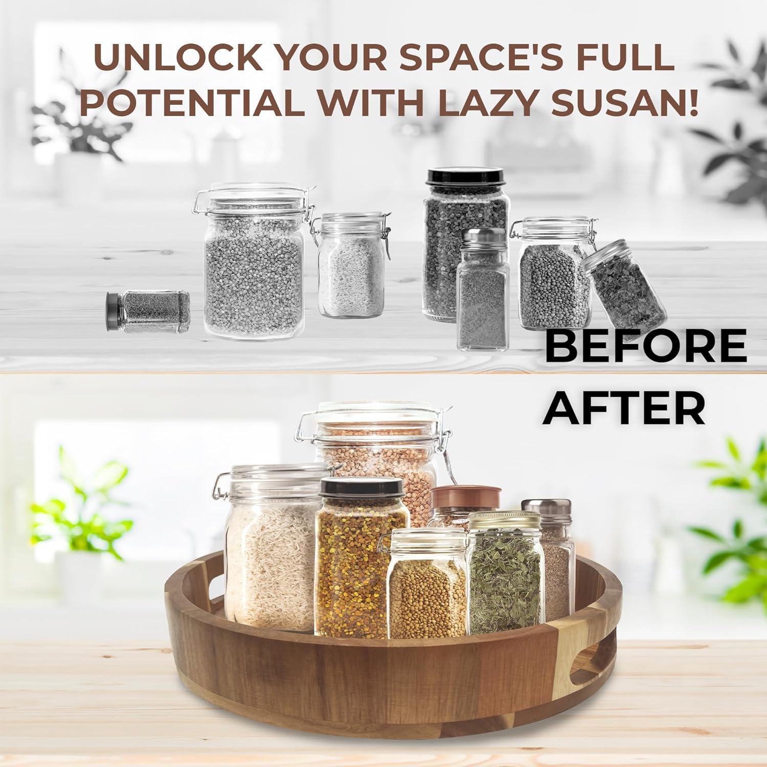 Lazy Susan de Madera 30.48 cm PANDAWOOD - Organizador Giratorio