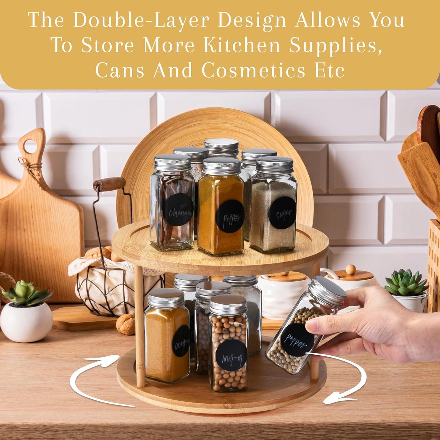 Organizador de Especias Giratorio 2 Lb. Depot de Bambú 25.4 cm