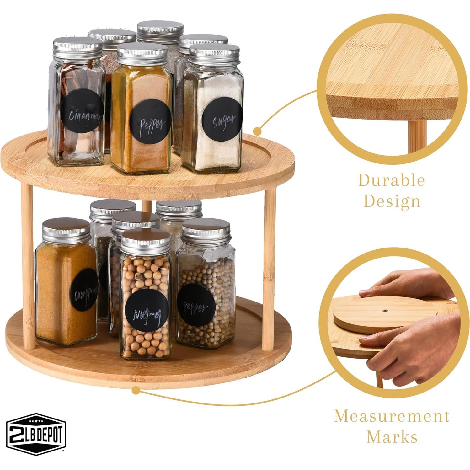 Organizador de Especias Giratorio 2 Lb. Depot de Bambú 25.4 cm