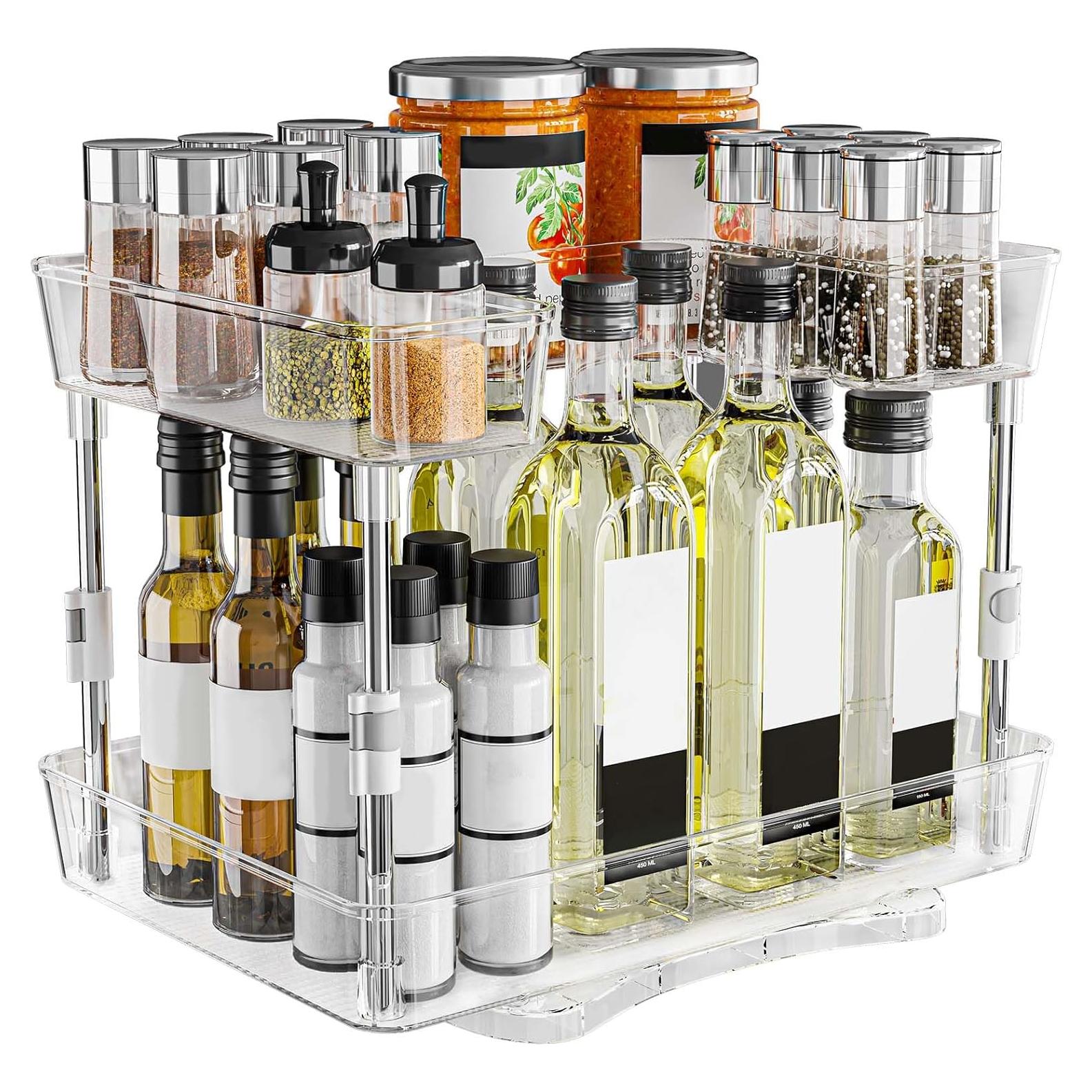 Organizador de especias giratorio Spormmkuy 2 niveles ajustables