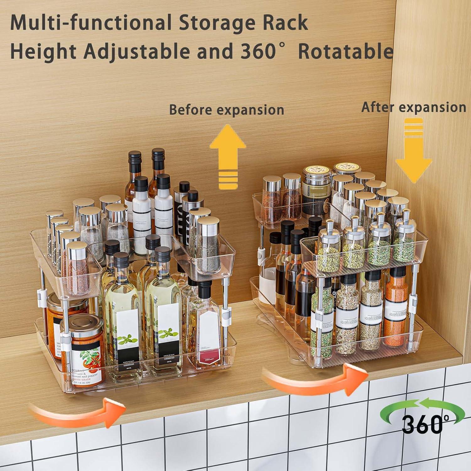 Organizador de especias giratorio Spormmkuy 2 niveles ajustables