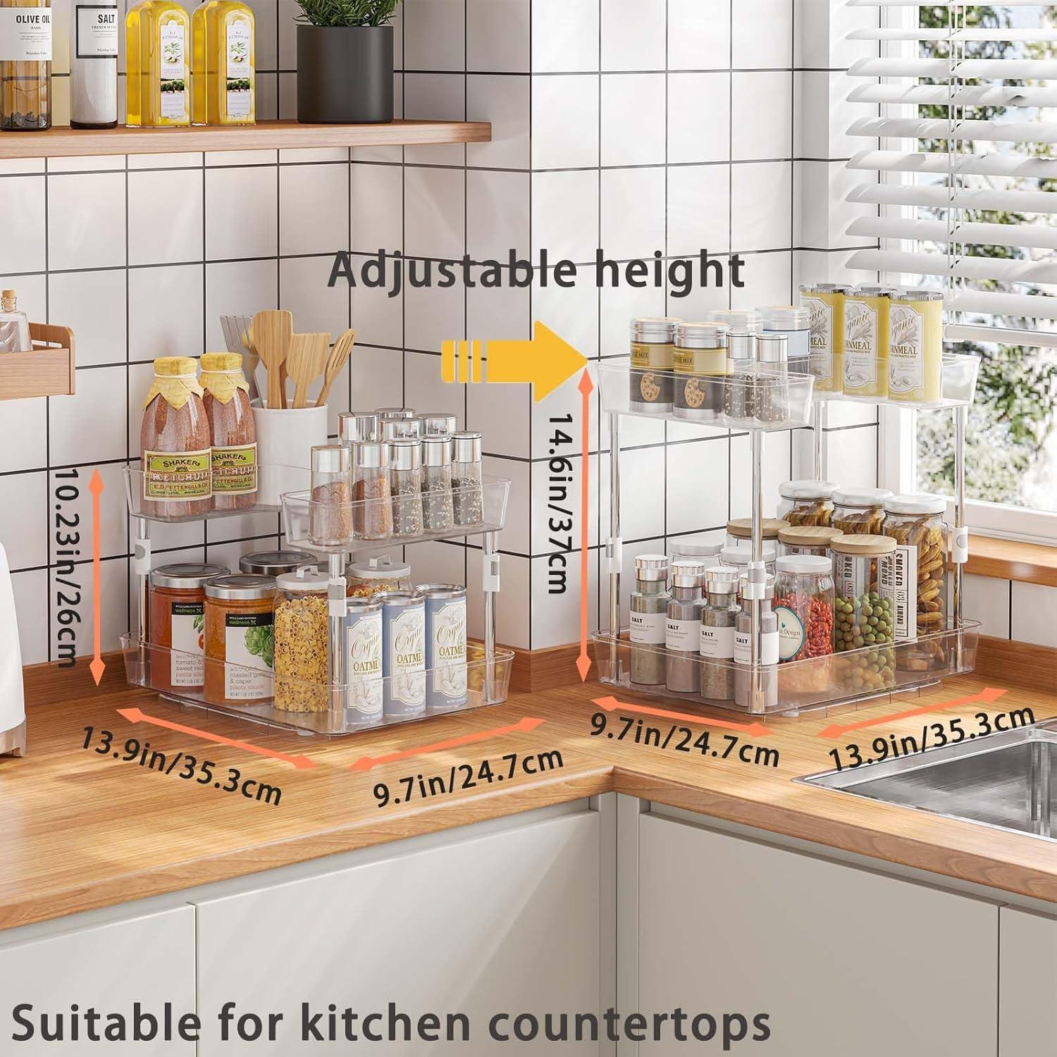 Organizador de especias giratorio Spormmkuy 2 niveles ajustables