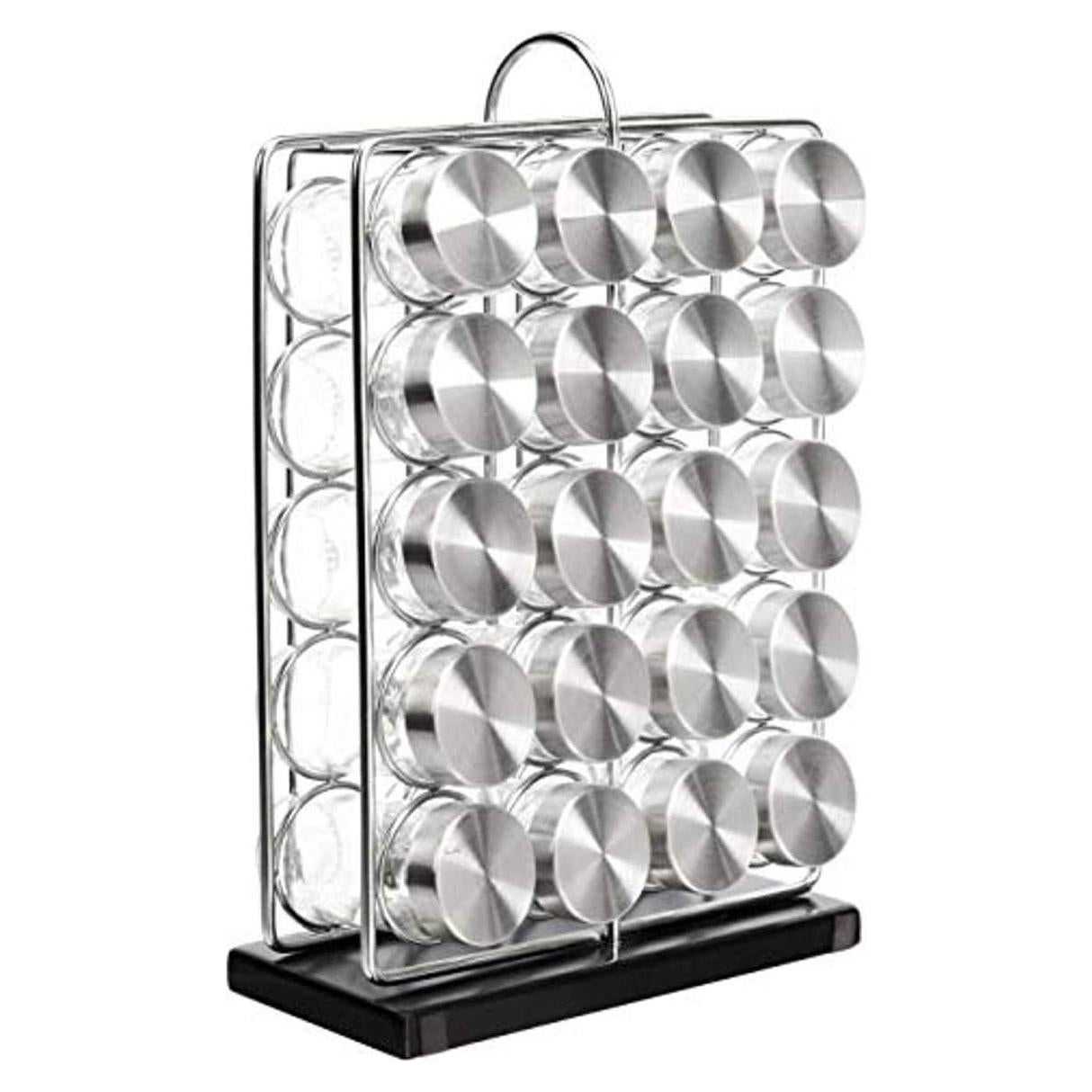 Organizador de Especias Amazon Basics 20 Tarros Vidrio Plateado