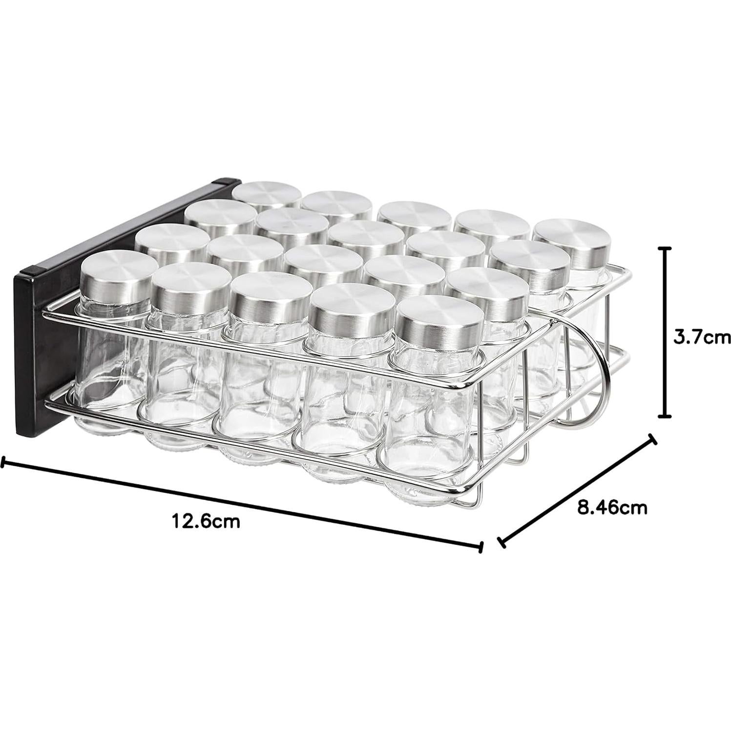 Organizador de Especias Amazon Basics 20 Tarros Vidrio Plateado