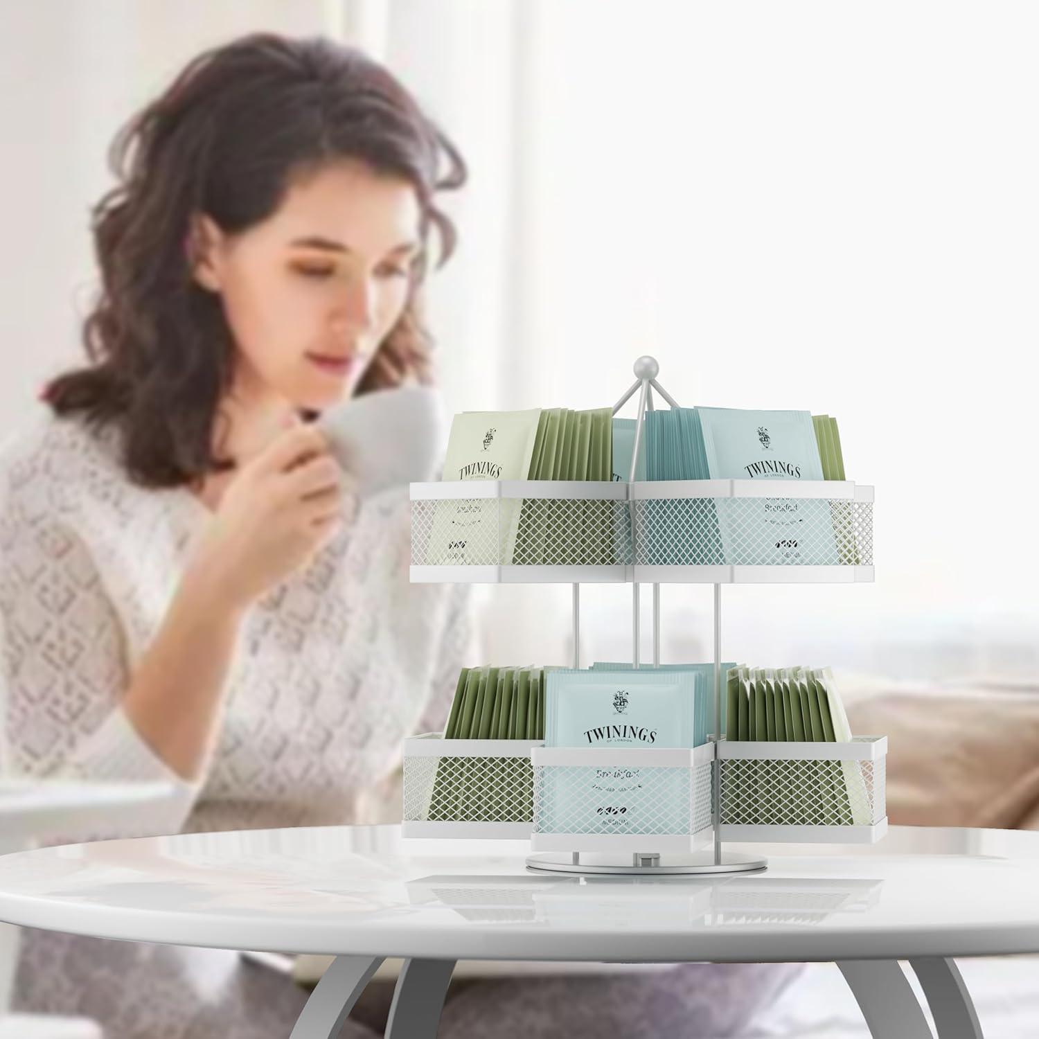 Organizador de Bolsitas de Té VOGWOLTH Carrusel Giratorio 96 Unidades
