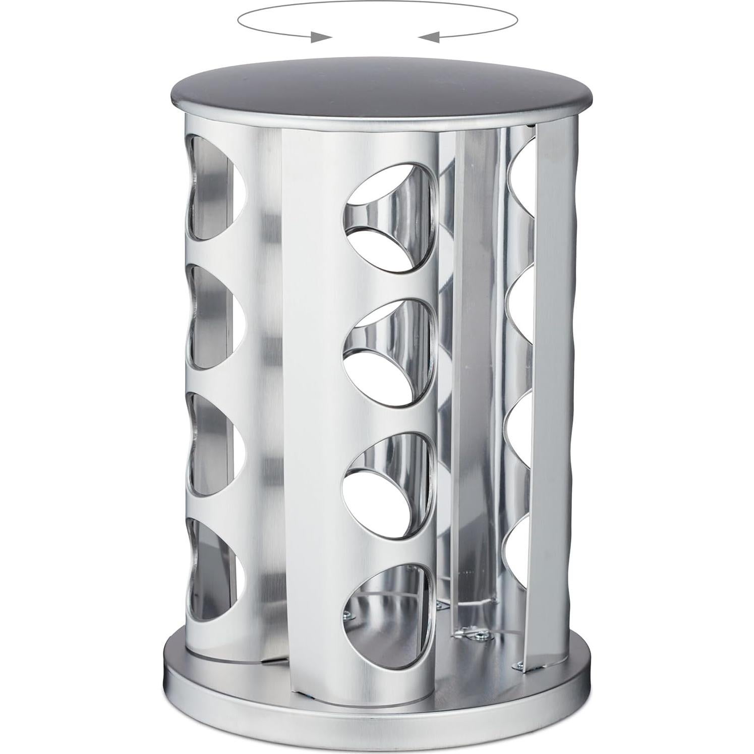 Carrusel de Especias Relaxdays, 16 Tarros 80ml, Acero Inoxidable