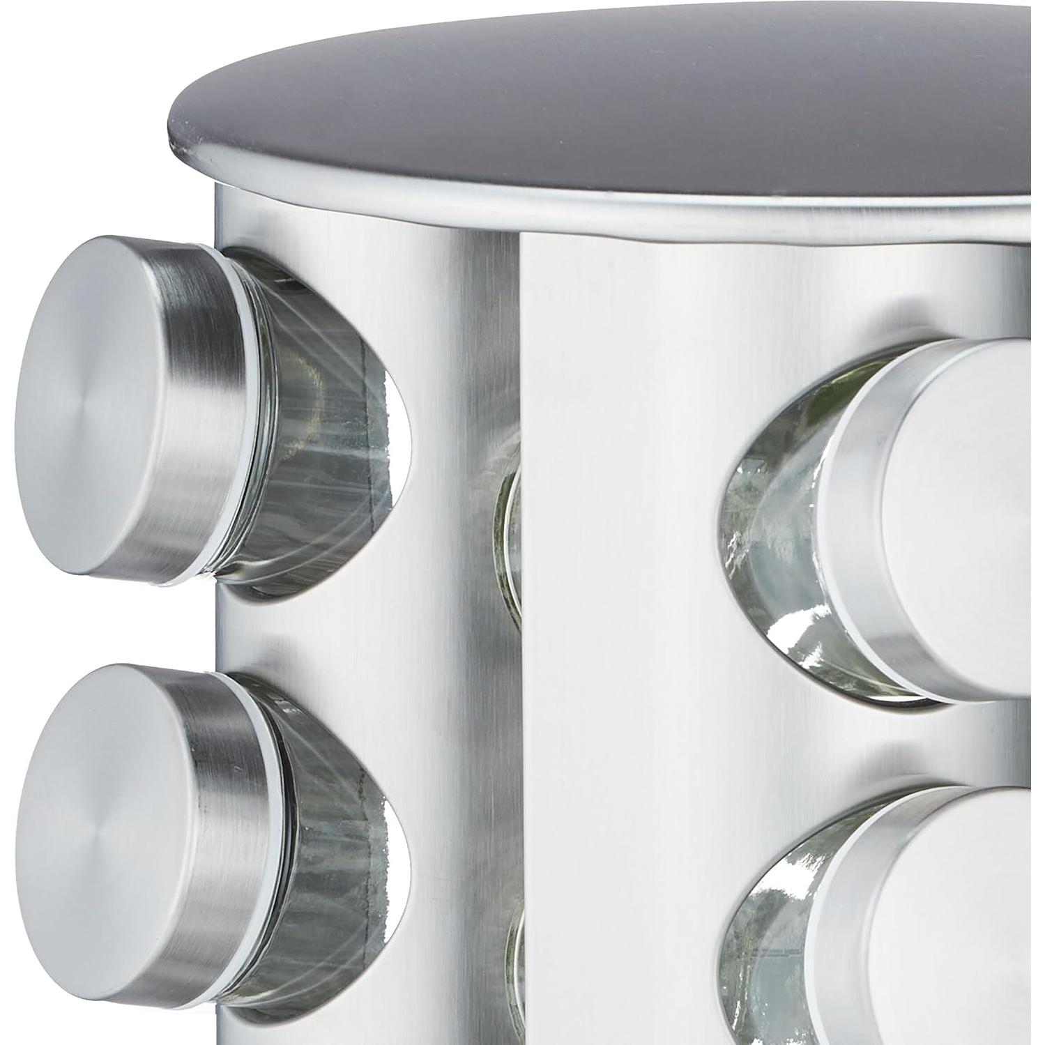 Carrusel de Especias Relaxdays, 16 Tarros 80ml, Acero Inoxidable