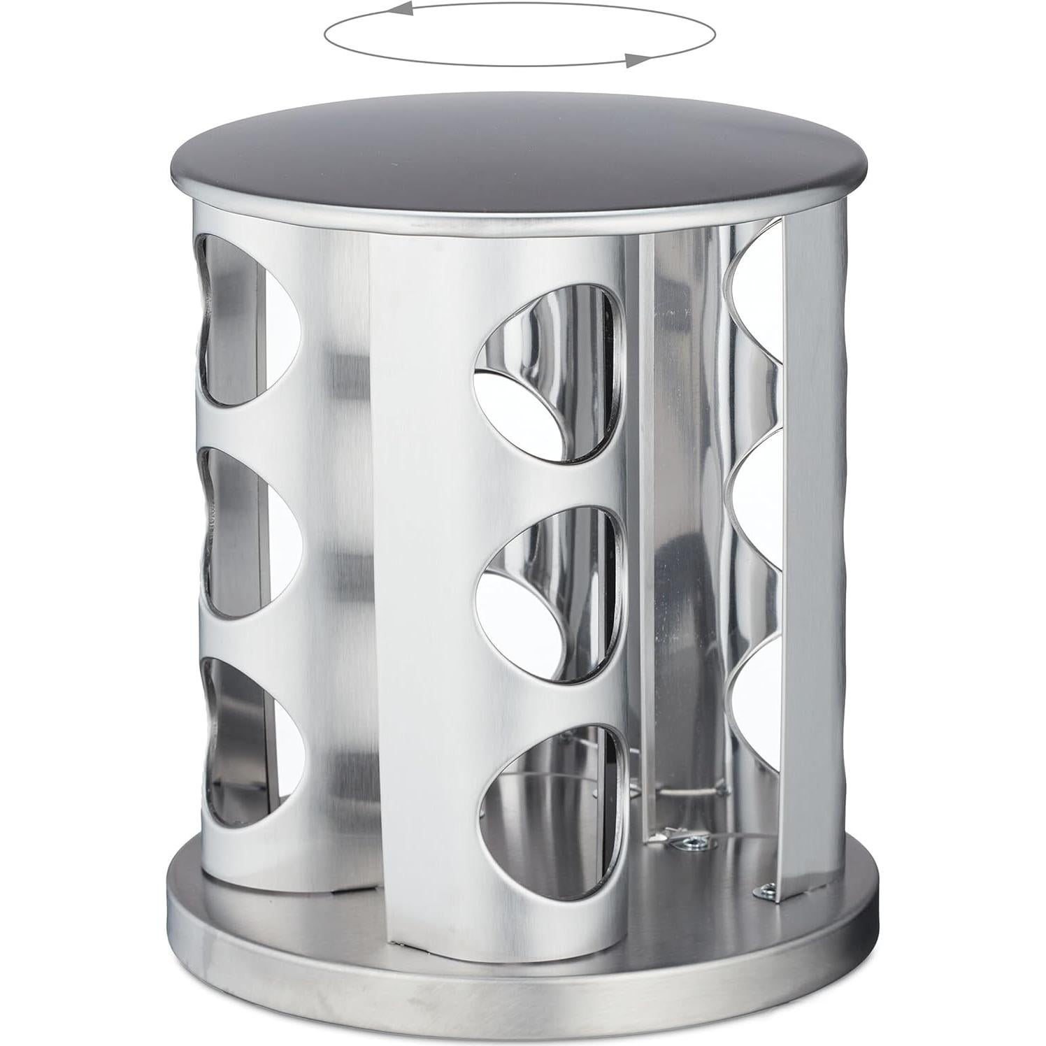 Carrusel de Especias Relaxdays, 12 Tarros 80ml, Acero Inoxidable