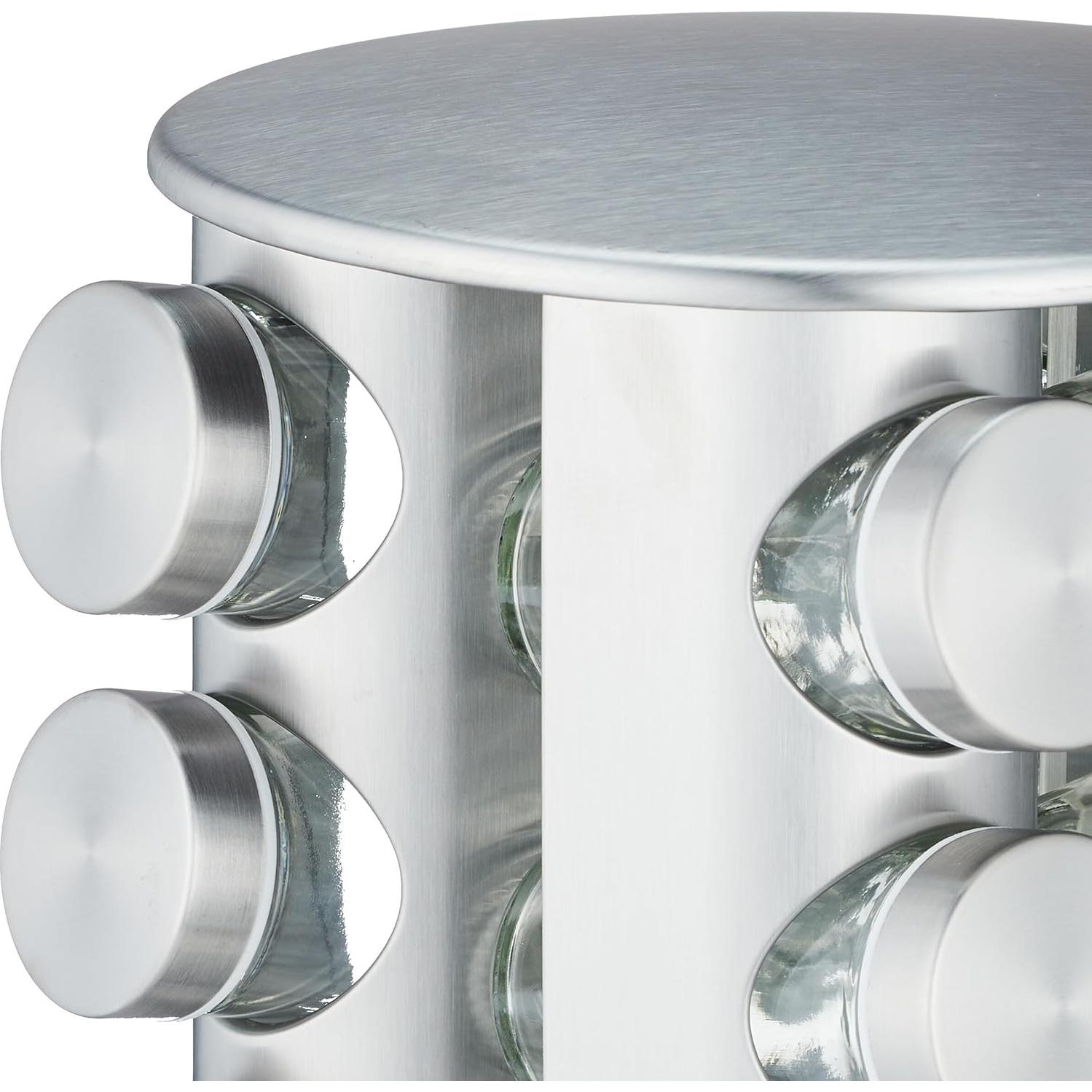 Carrusel de Especias Relaxdays, 12 Tarros 80ml, Acero Inoxidable