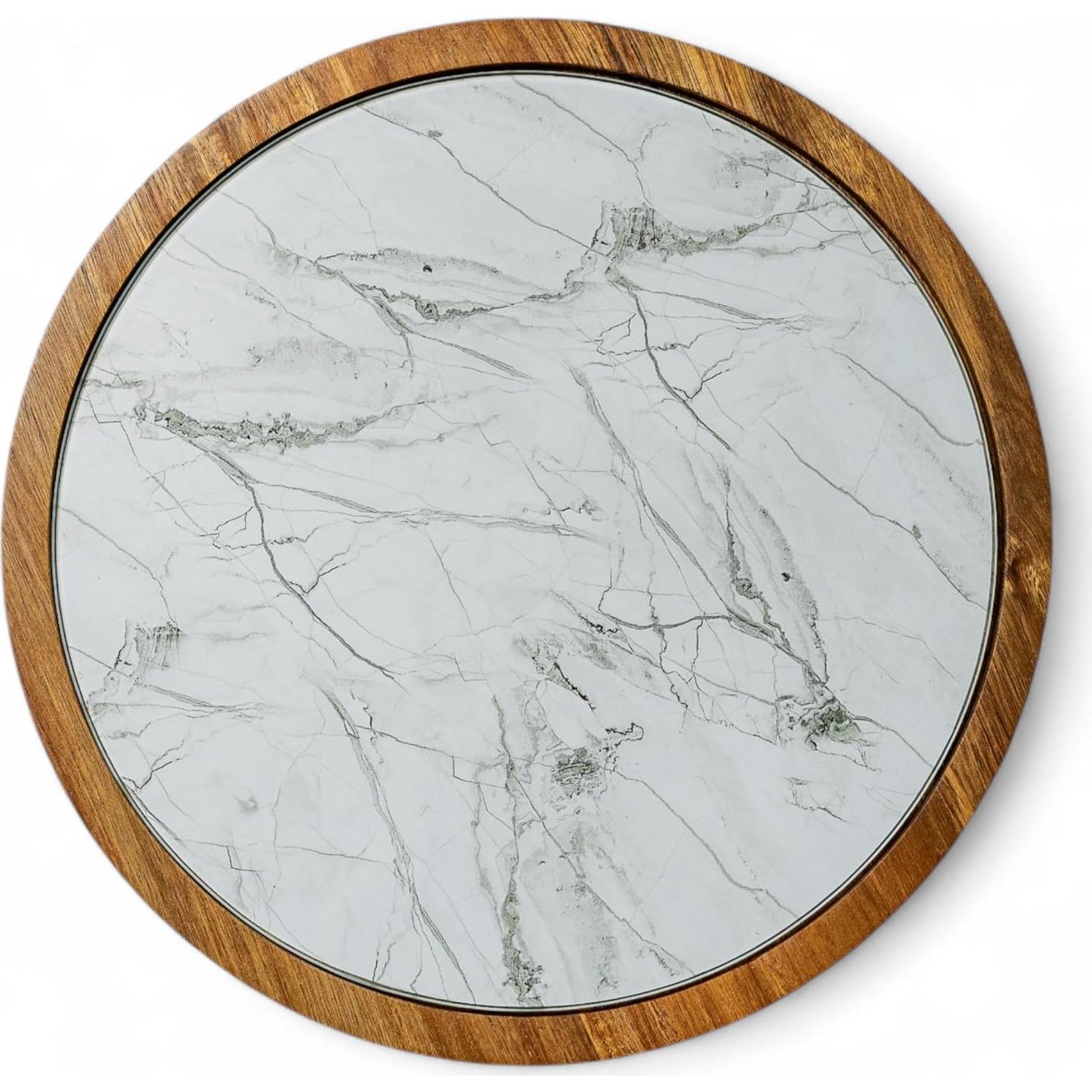 Lazy Susan de Madera de Acacia Rickby 30.48 cm con Plato de Vidrio