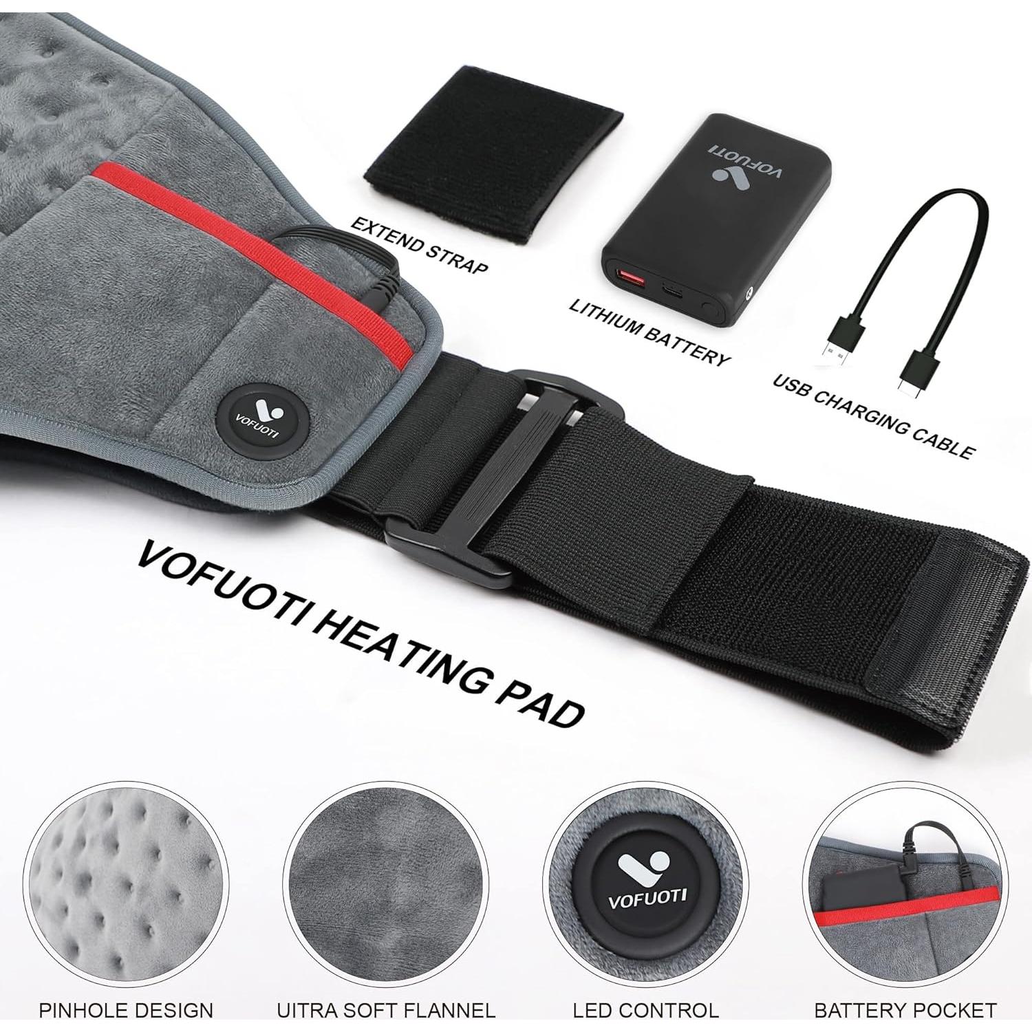 Almohadilla Térmica Inalámbrica Vofuoti 20x56cm 3 Niveles Calor