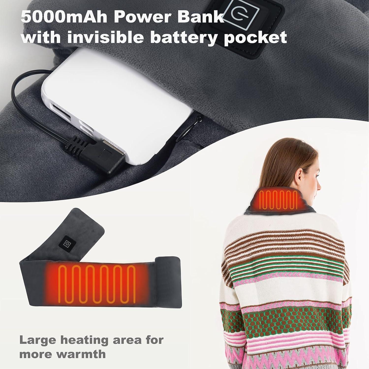 Bufanda Calentada KADORVA Gris 5000mAh 3 Modos de Calor